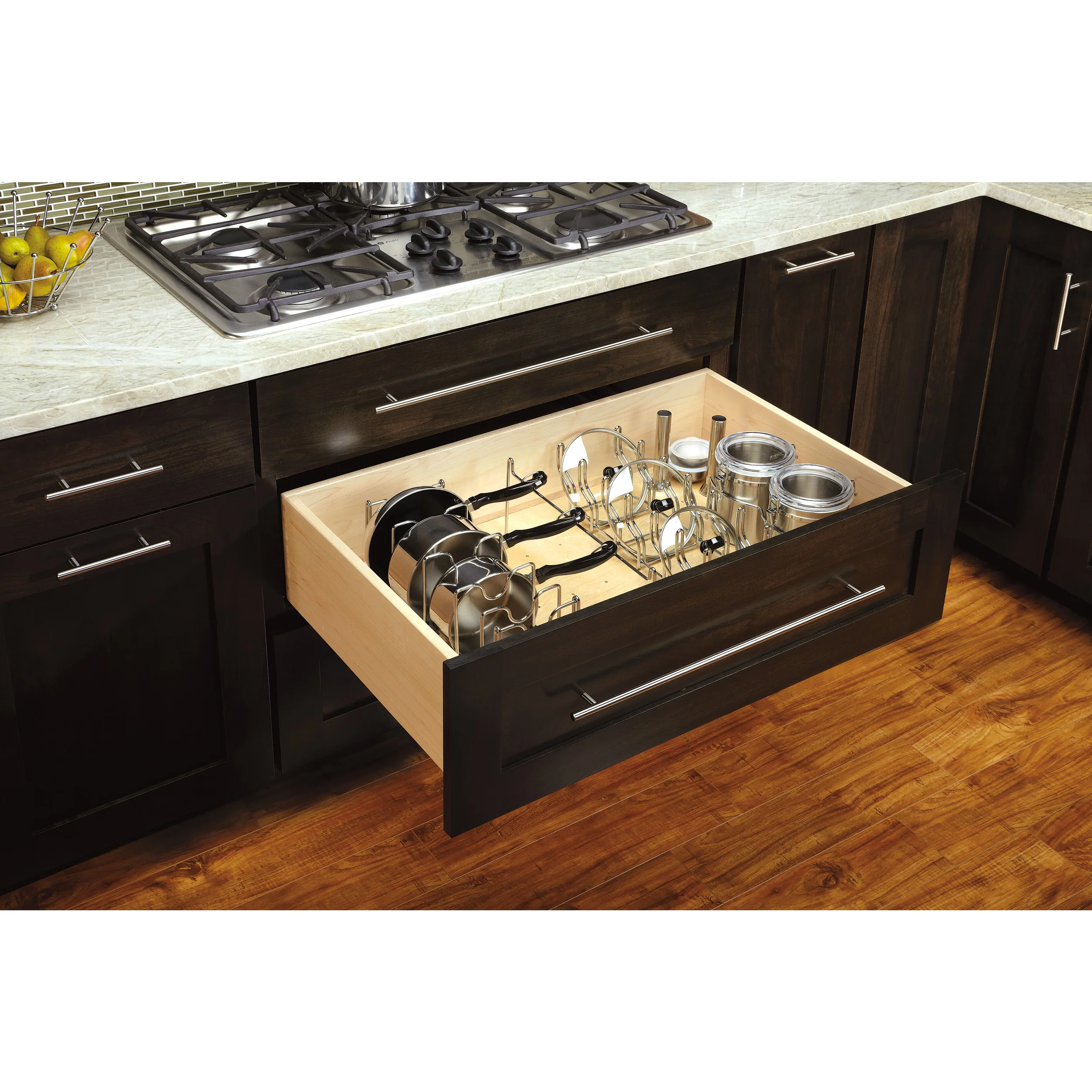 Chrome Lid Organizer for Drawer Peg Boards Chrome  5.25 in (133 mm) W x 16.88 in (429 mm) D x 5.38 in (137 mm) H - Image 4
