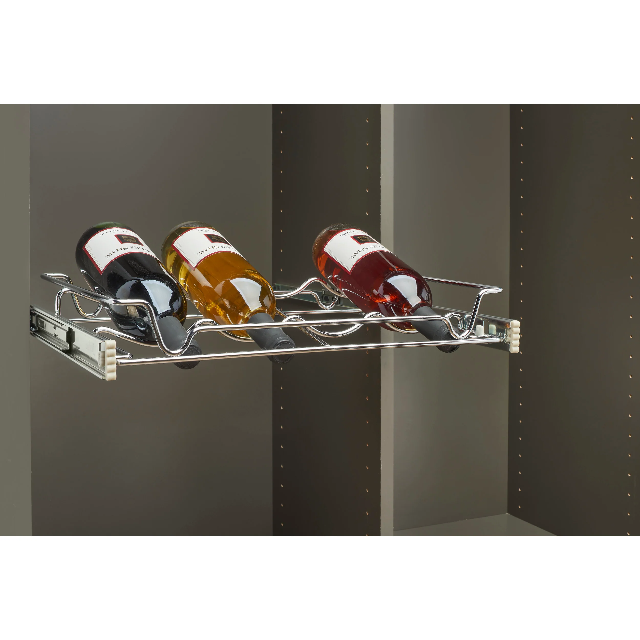 18 in Deluxe Sliding Wine Rack Chrome  18 in (457 mm) W x 14 in (356 mm) D x 2.36 in (60 mm) H - Image 3
