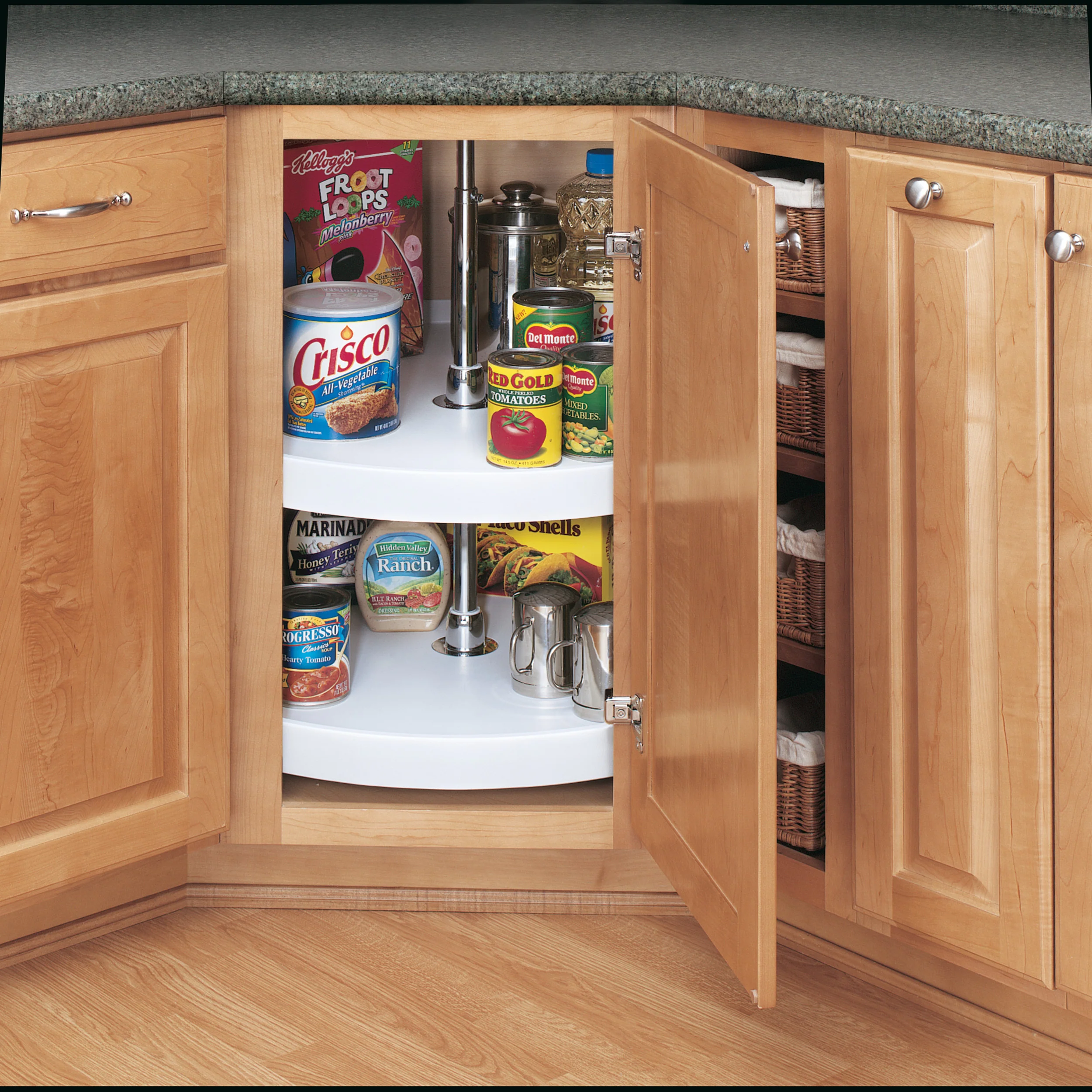 32 in White Polymer Full Circle Lazy Susans 2-Shelf White  32 in (813 mm) W x 32 in (813 mm) D x 26 in (660 mm) H - Image 3