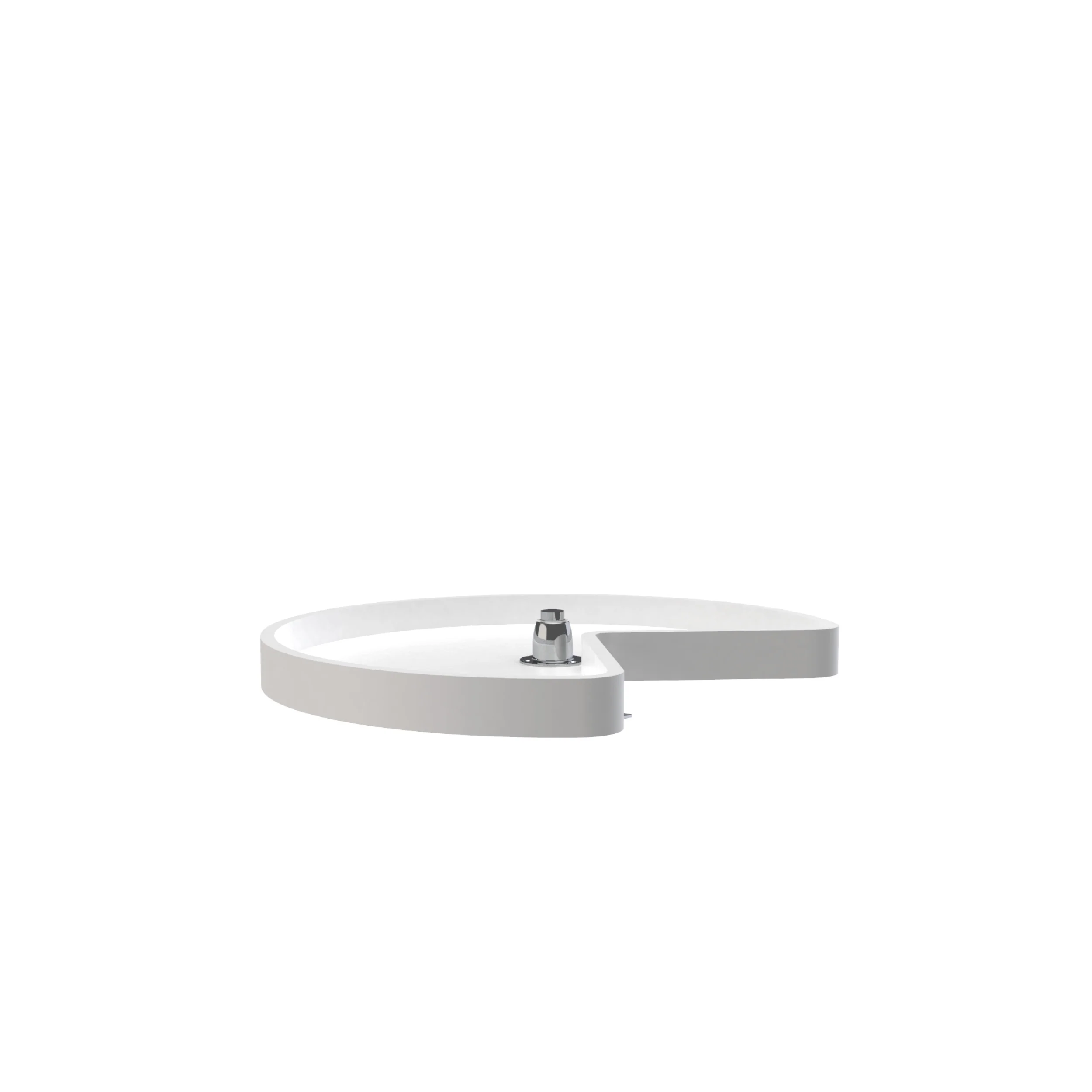 24 in White Polymer Kidney Lazy Susan w/bottom mount White 24 in (610 mm) W x 24 in (610 mm) D x 5 in (127 mm) H - Image 2