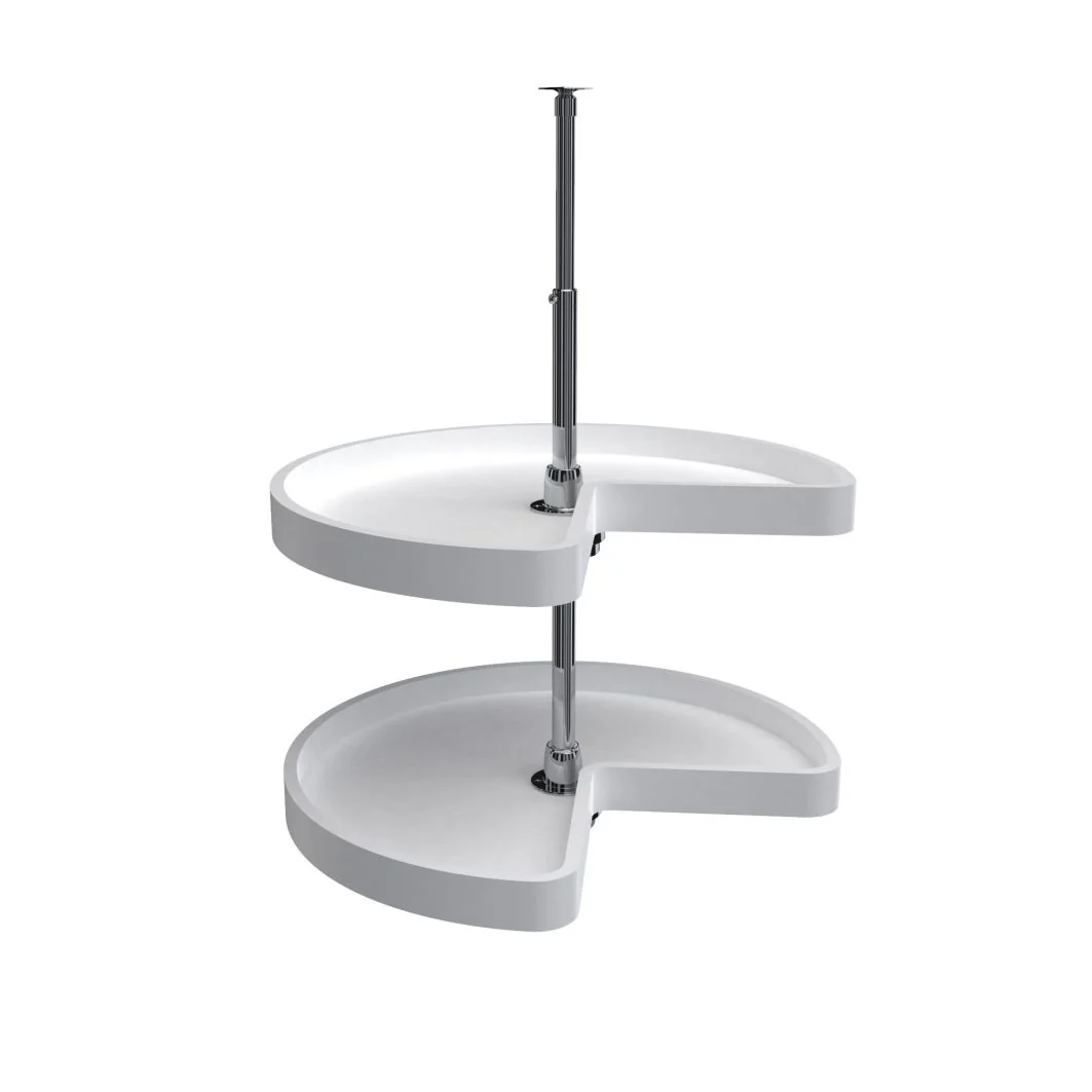 24 in White Polymer Kidney Lazy Susans 2-Shelf White  24 in (610 mm) W x 24 in (610 mm) D x 26 in (660 mm) H - Image 5