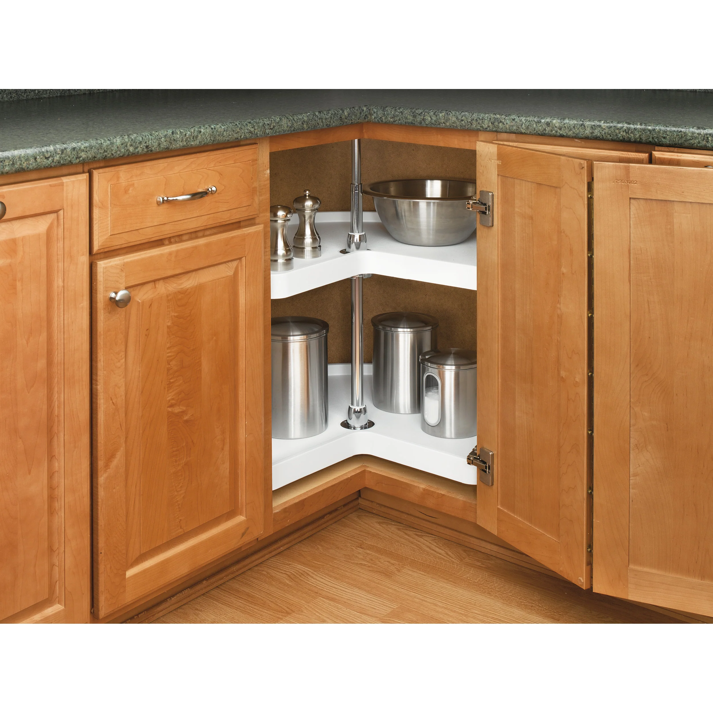 32 in White Polymer Kidney Lazy Susans 2-Shelf White 32 in (813 mm) W x 32 in (813 mm) D x 26 in (660 mm) H - Image 2