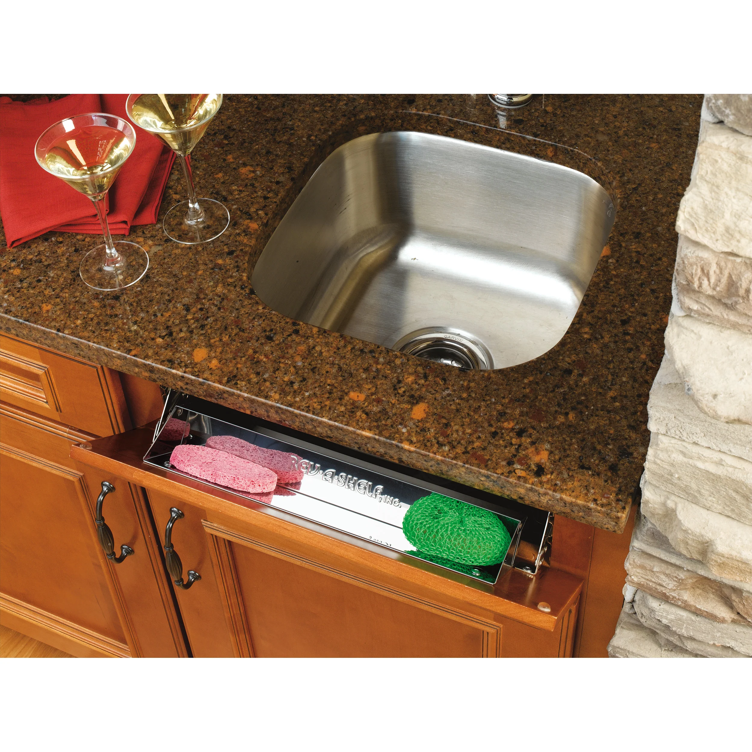 19 in Stainless Steel Tip-Out Tray Silver 19 in (483 mm) W x 2.13 in (54 mm) D x 3 in (76 mm) H - Image 2