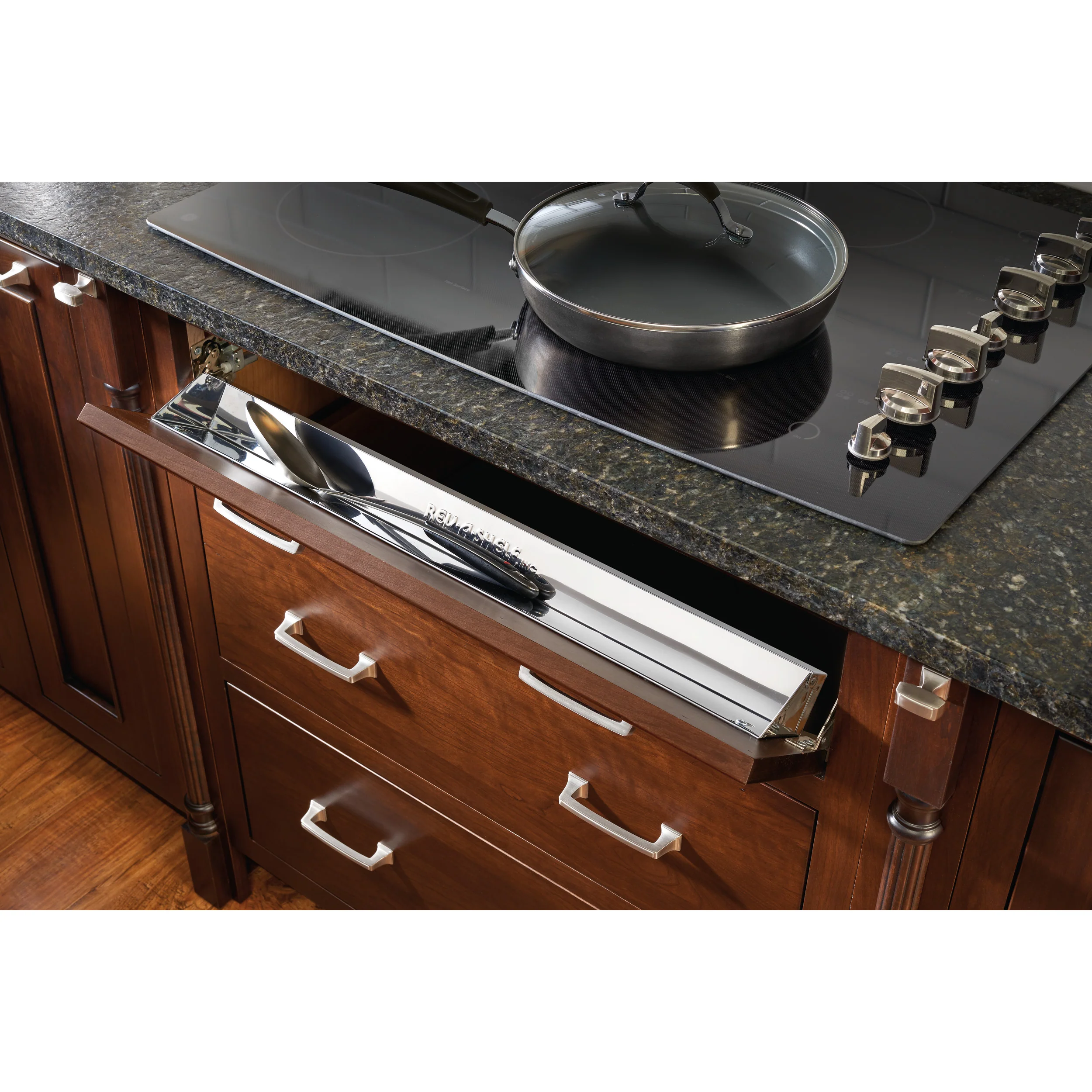 31 in Stainless Steel Tip-Out Tray w/Soft-Close Stainless 31 in (787 mm) W x 2.63 in (67 mm) D x 3 in (76 mm) H - Image 6