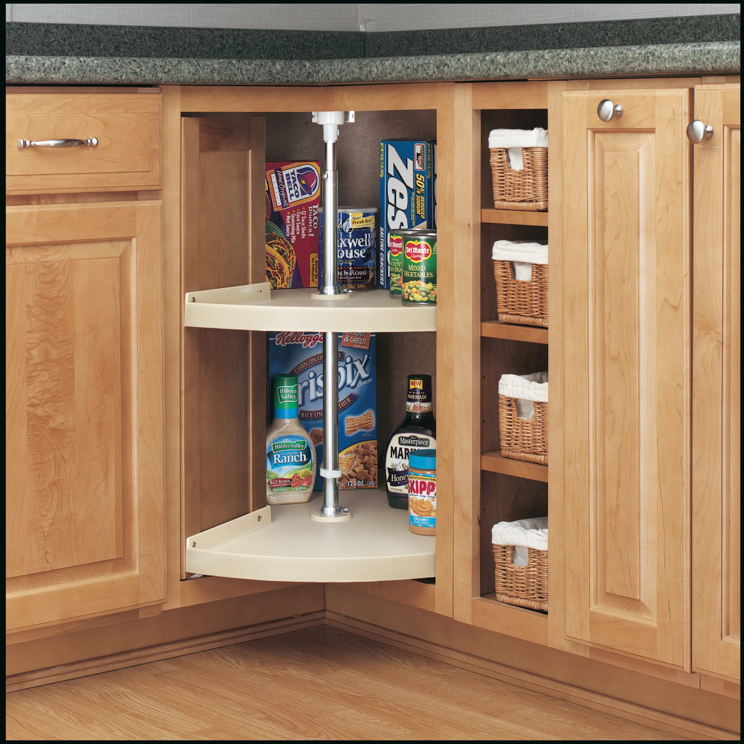 24 in Almond Polymer Pie-Cut Lazy Susans 2-Shelf Almond 24 in (610 mm) W x 24 in (610 mm) D x 26 in (660 mm) H - Image 3