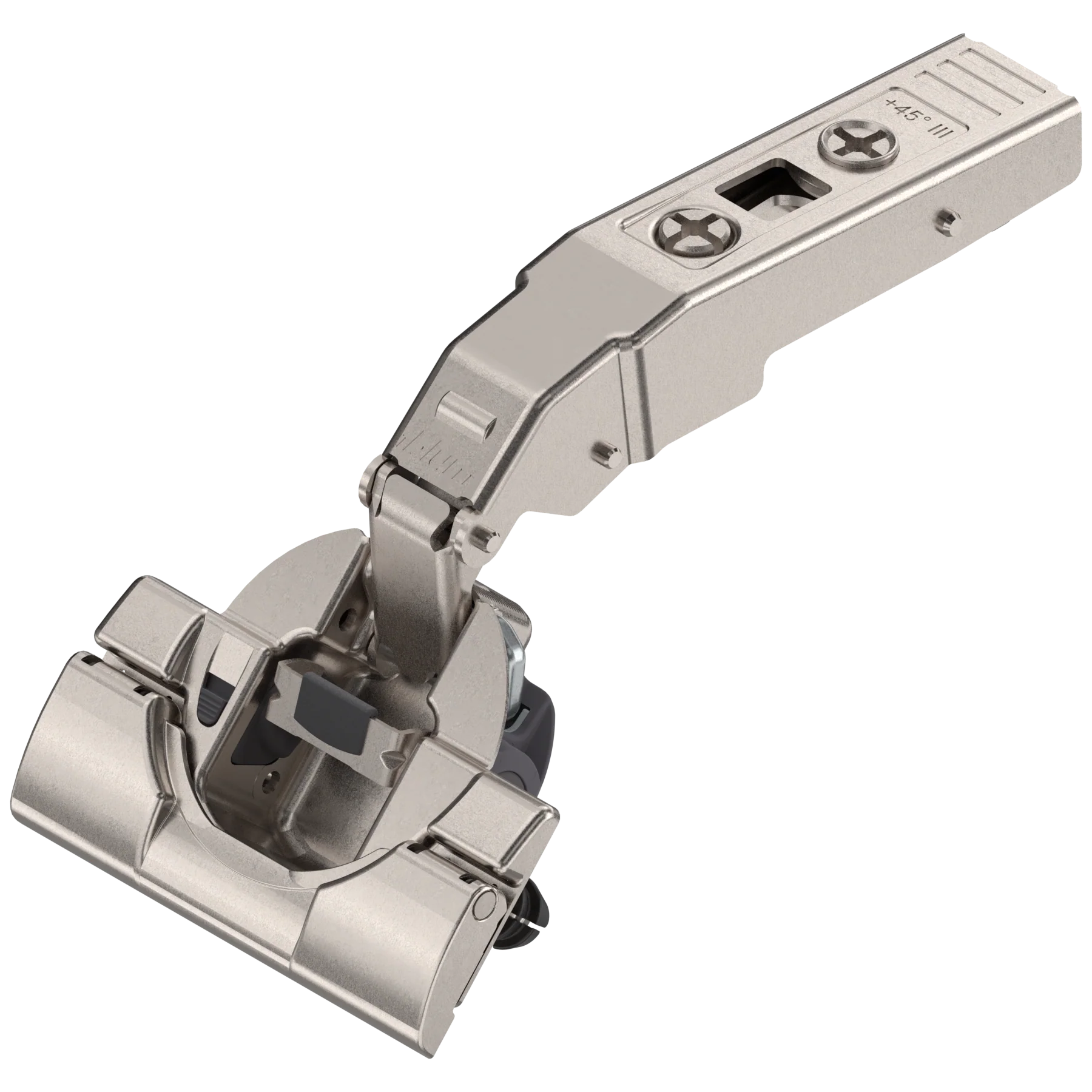 Blum CLIP top BLUMOTION hinges - special applications Angled hinges +45° III Nickel