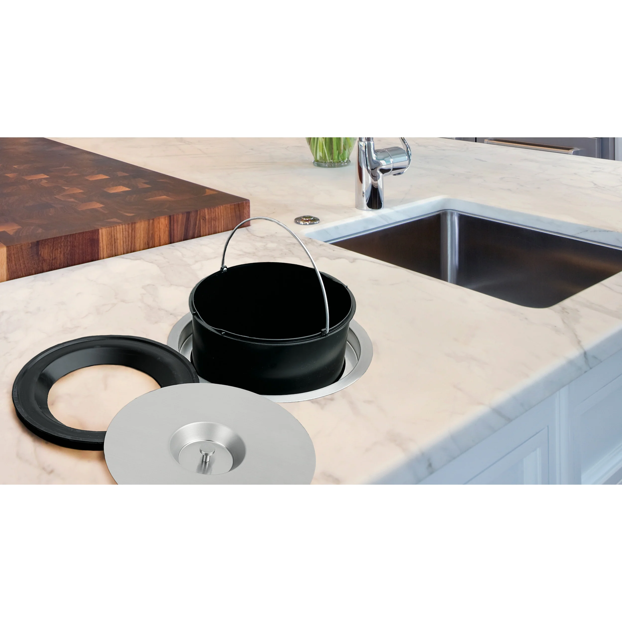 Counter mount Waste Container Stainless  12.25 in (311 mm) W x 12.25 in (311 mm) D x 11.63 in (295 mm) H - Image 4