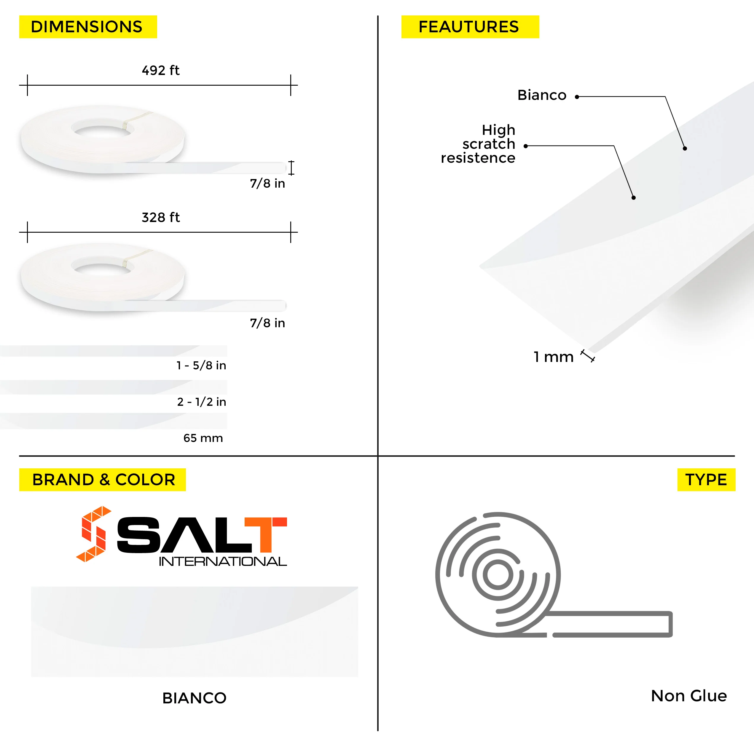 Bianco PVC Edge Banding (328 ft x 1 mm) - Image 10