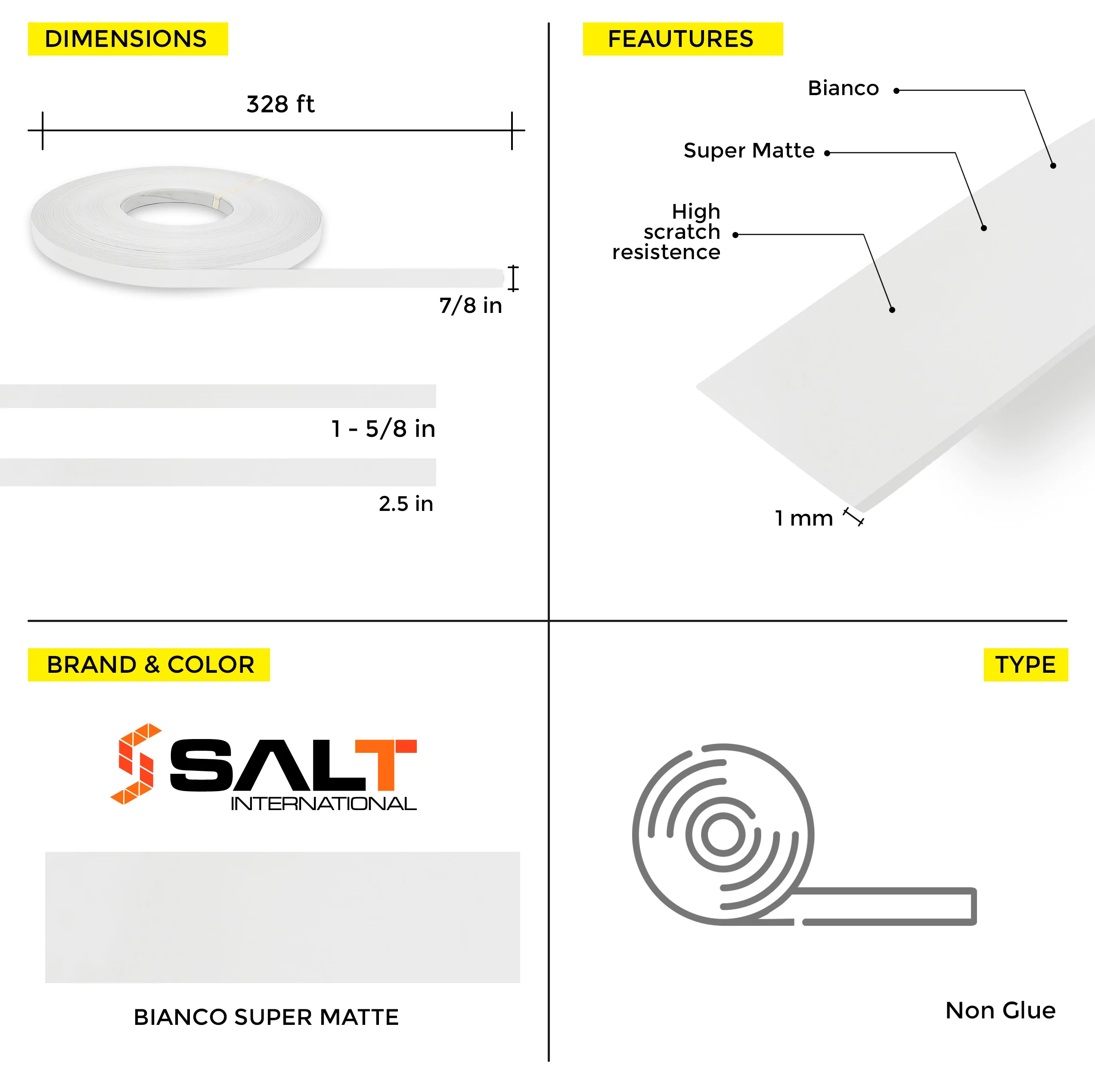 Bianco Super Matte PVC Edge Banding (328 ft x 1 mm) - Image 13