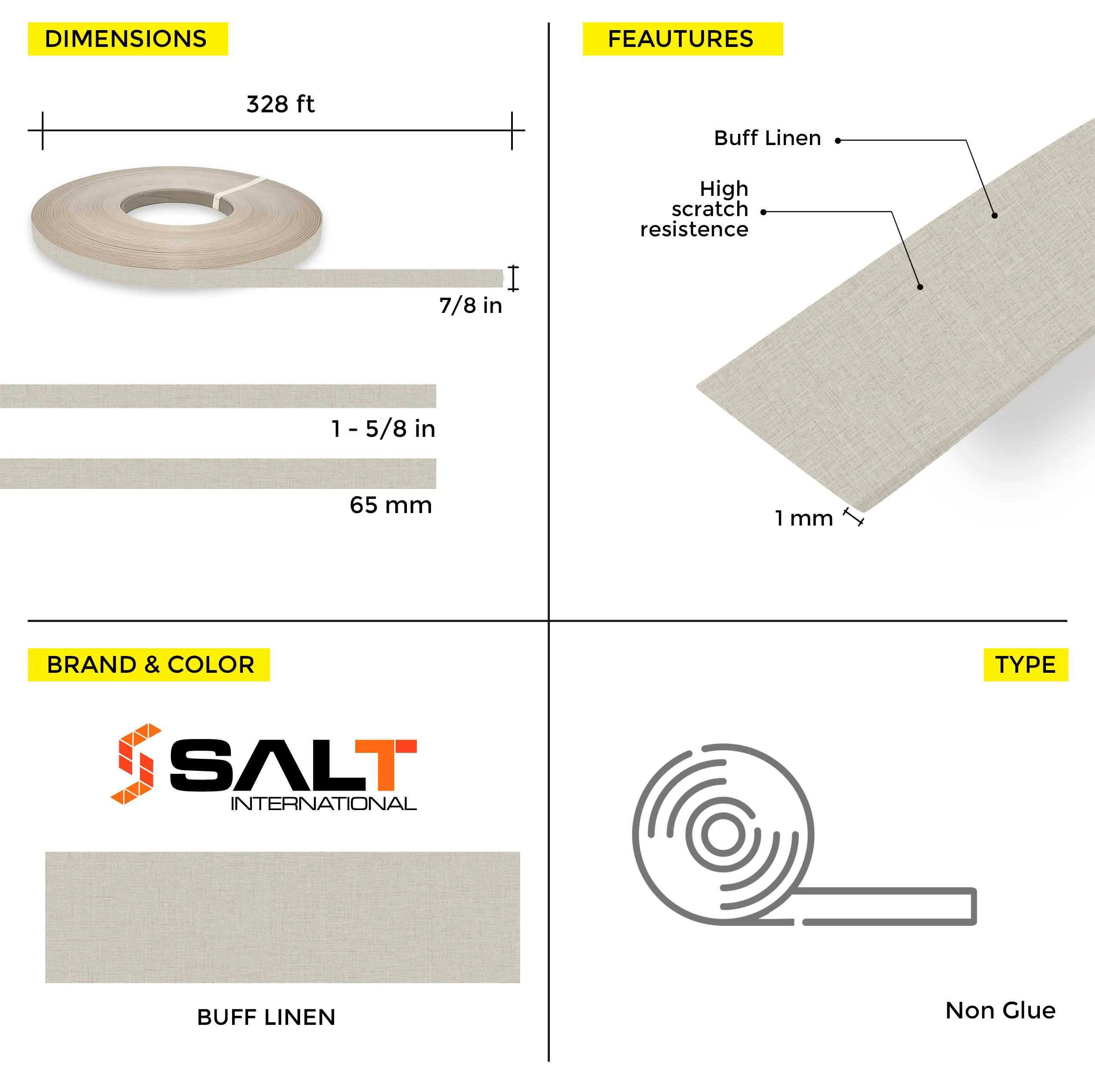 Buff Linen PVC Edge Banding (328 ft x 1 mm) - Image 20