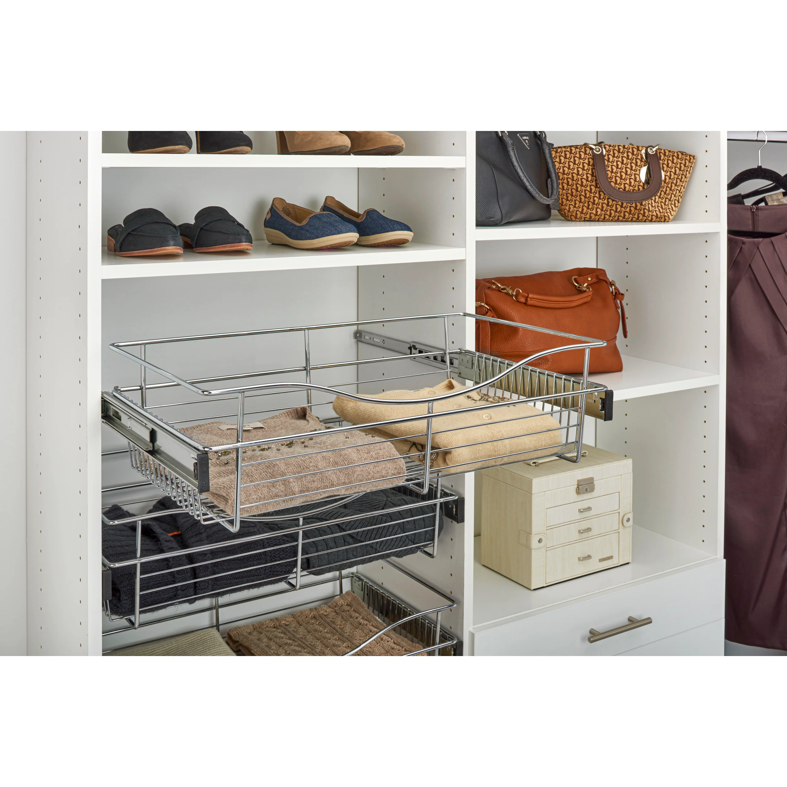 30 in Chrome Closet Pullout Basket Chrome  30 in (762 mm) W x 12 in (305 mm) D x 11 in (279 mm) H - Image 5