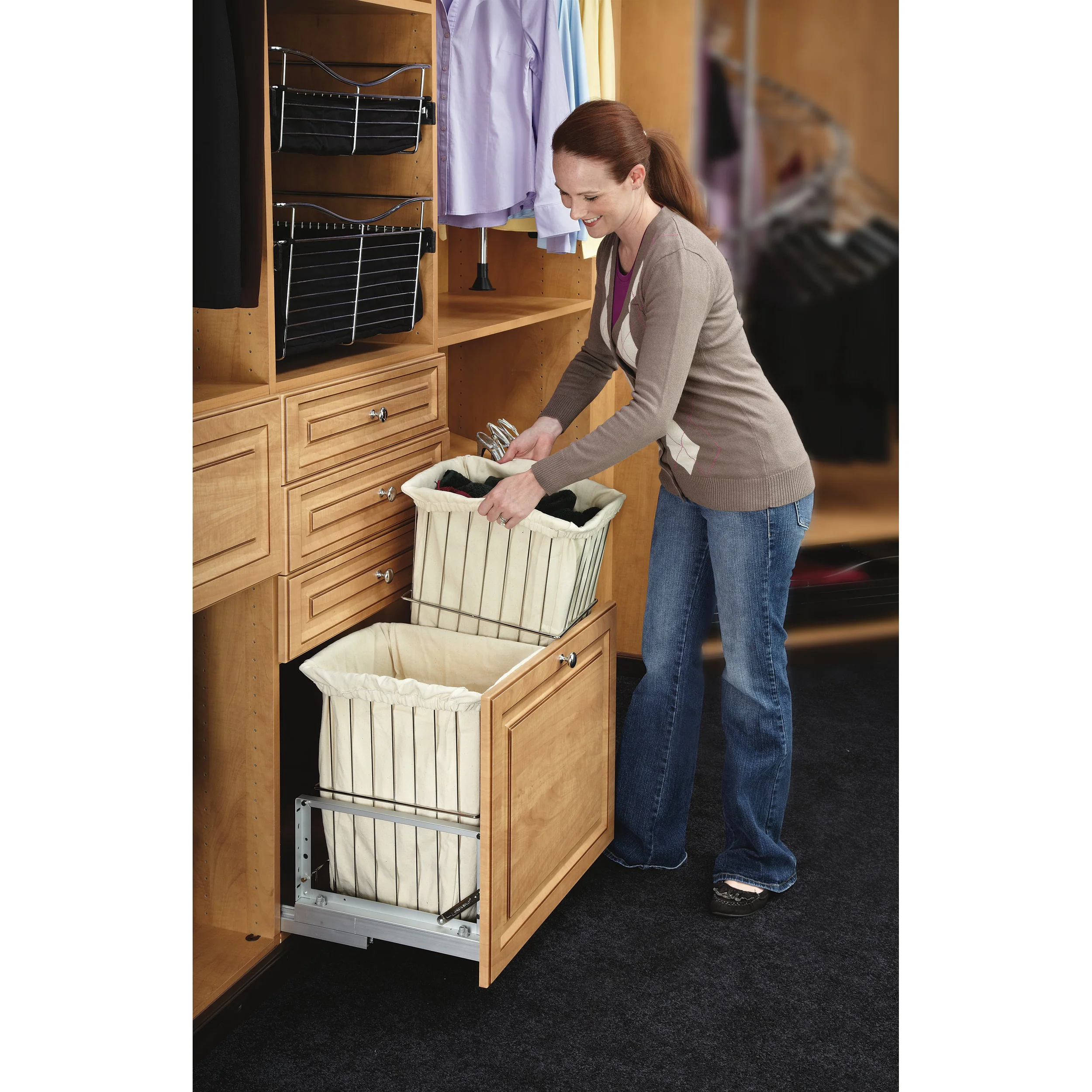 24 in Silver Wire Bin Hamper, Soft Close Silver  24 in (610 mm) W x 13.94 in (354 mm) D x 18.88 in (480 mm) H - Image 5