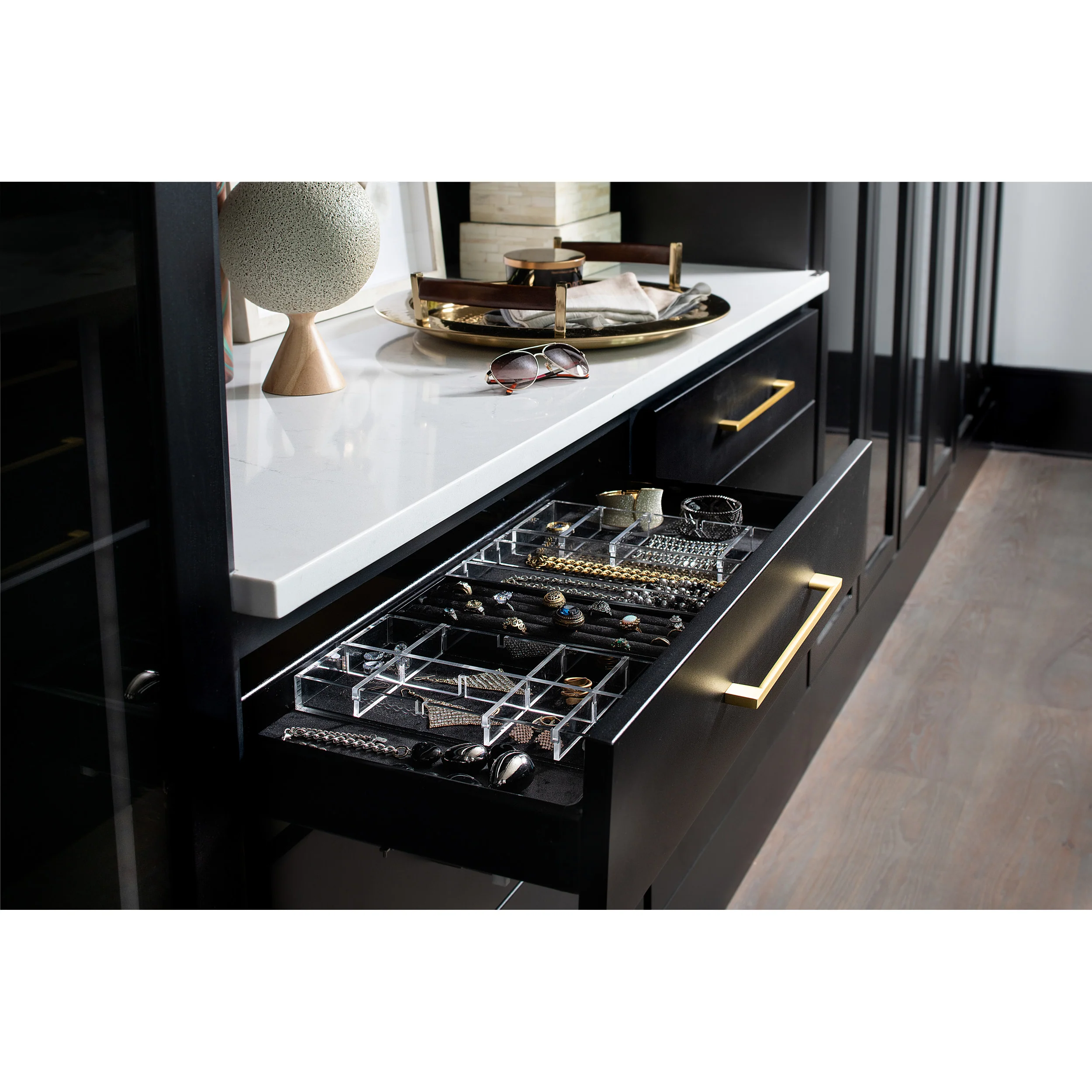 Jewelry Drawer Standard Insert mounting Bracket Black  1.8 in (46 mm) W x 1 in (25 mm) D x 3 in (76 mm) H - Image 2