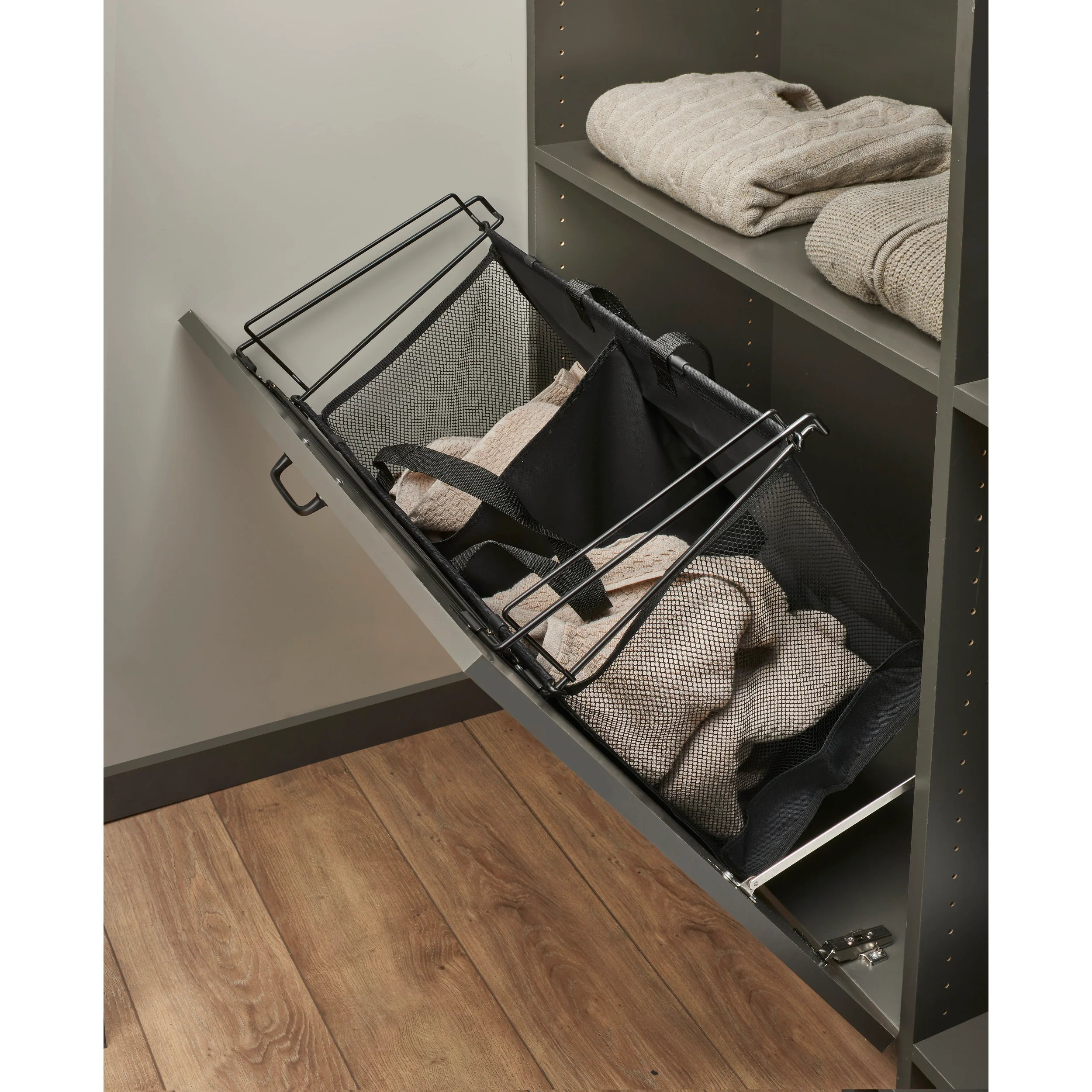 18 in Cloth Tilt Out Hamper Black 16 in (406 mm) W x 13.5 in (343 mm) D x 19.5 in (495 mm) H