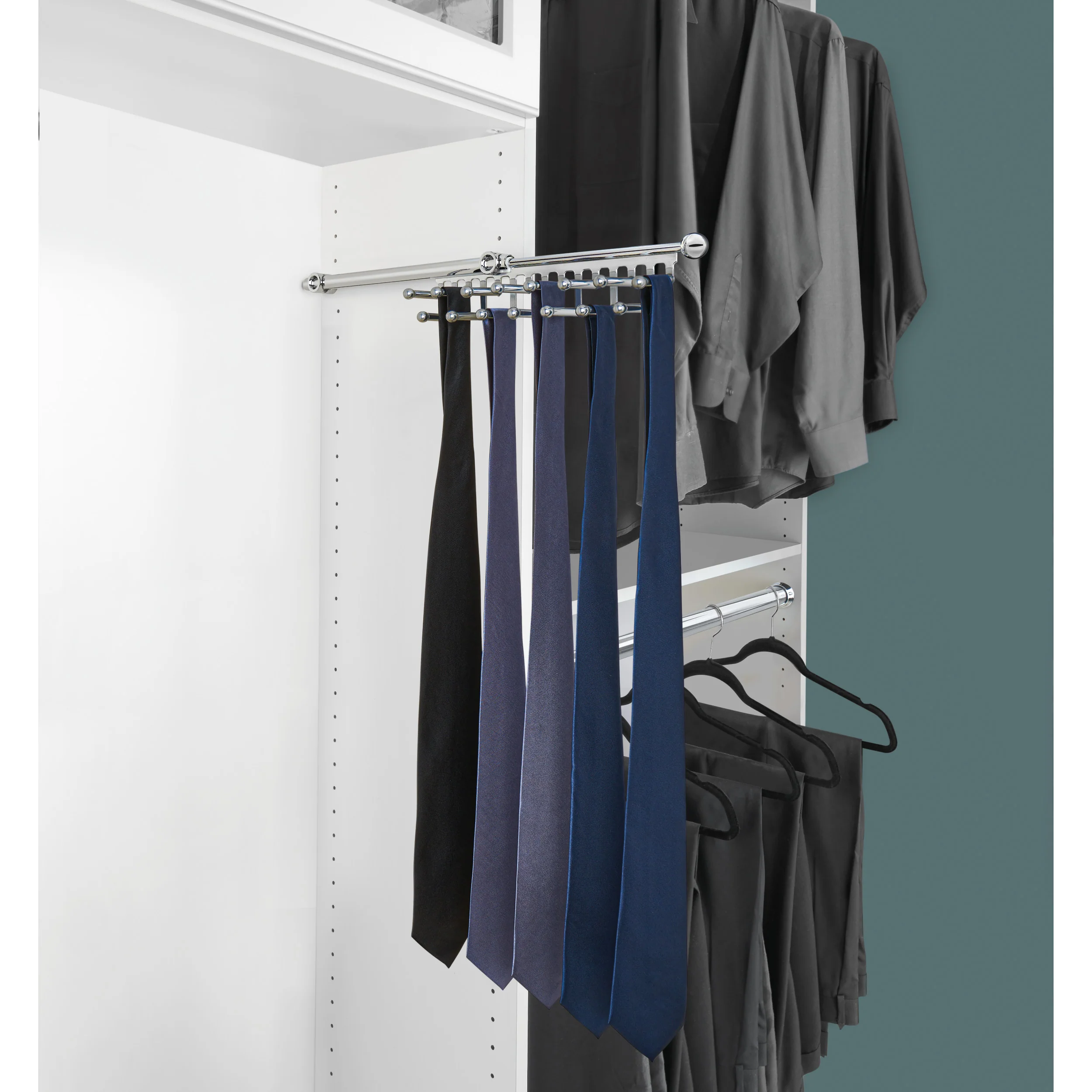 14 in Chrome Tie/Scarf Rack Chrome 2.81 in (71 mm) W x 13.88 in (353 mm) D x 2.94 in (75 mm) H - Image 2