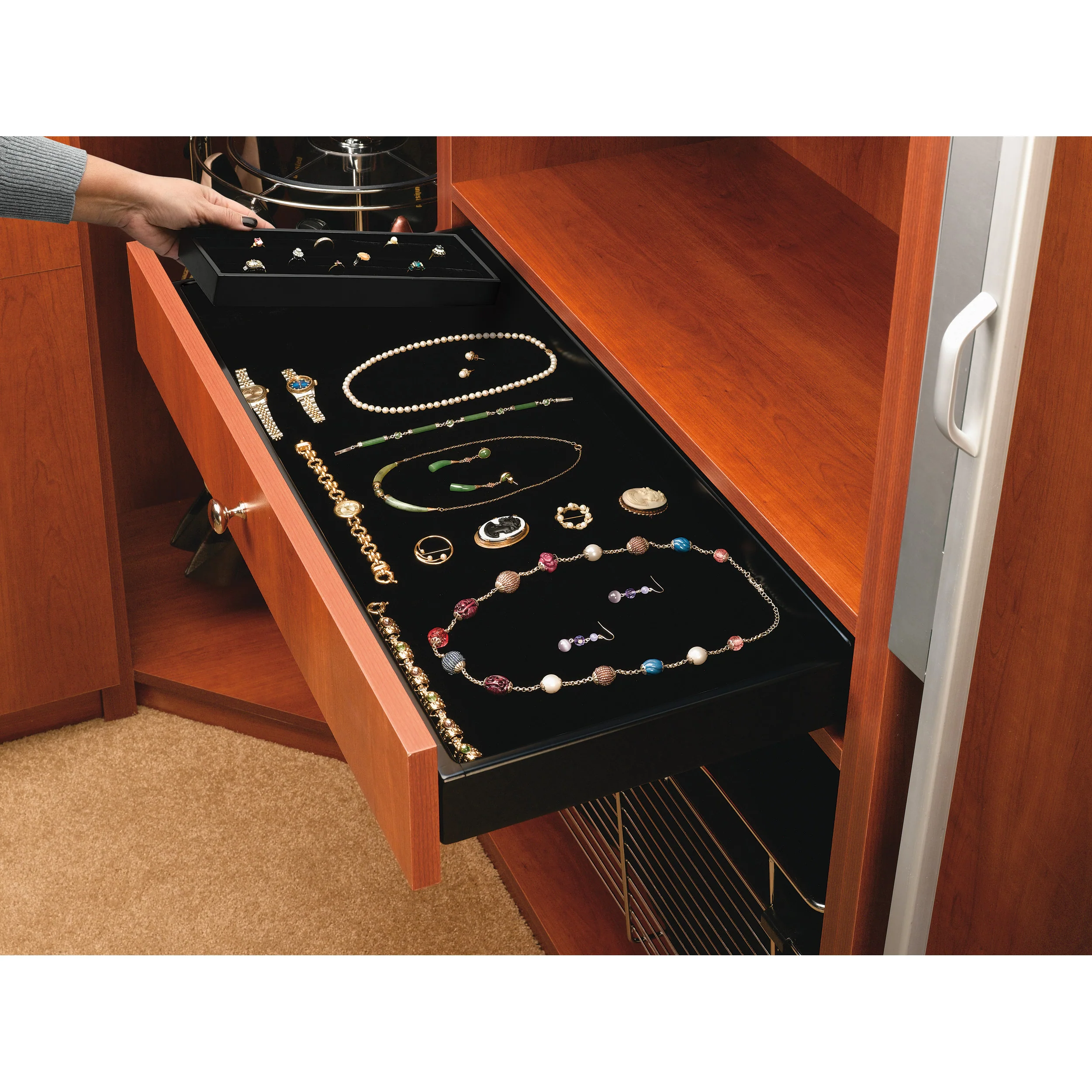 24 in Black Medium Undermount Jewelry Drawer Black  24 in (610 mm) W x 14 in (356 mm) D x 3.13 in (80 mm) H - Image 5