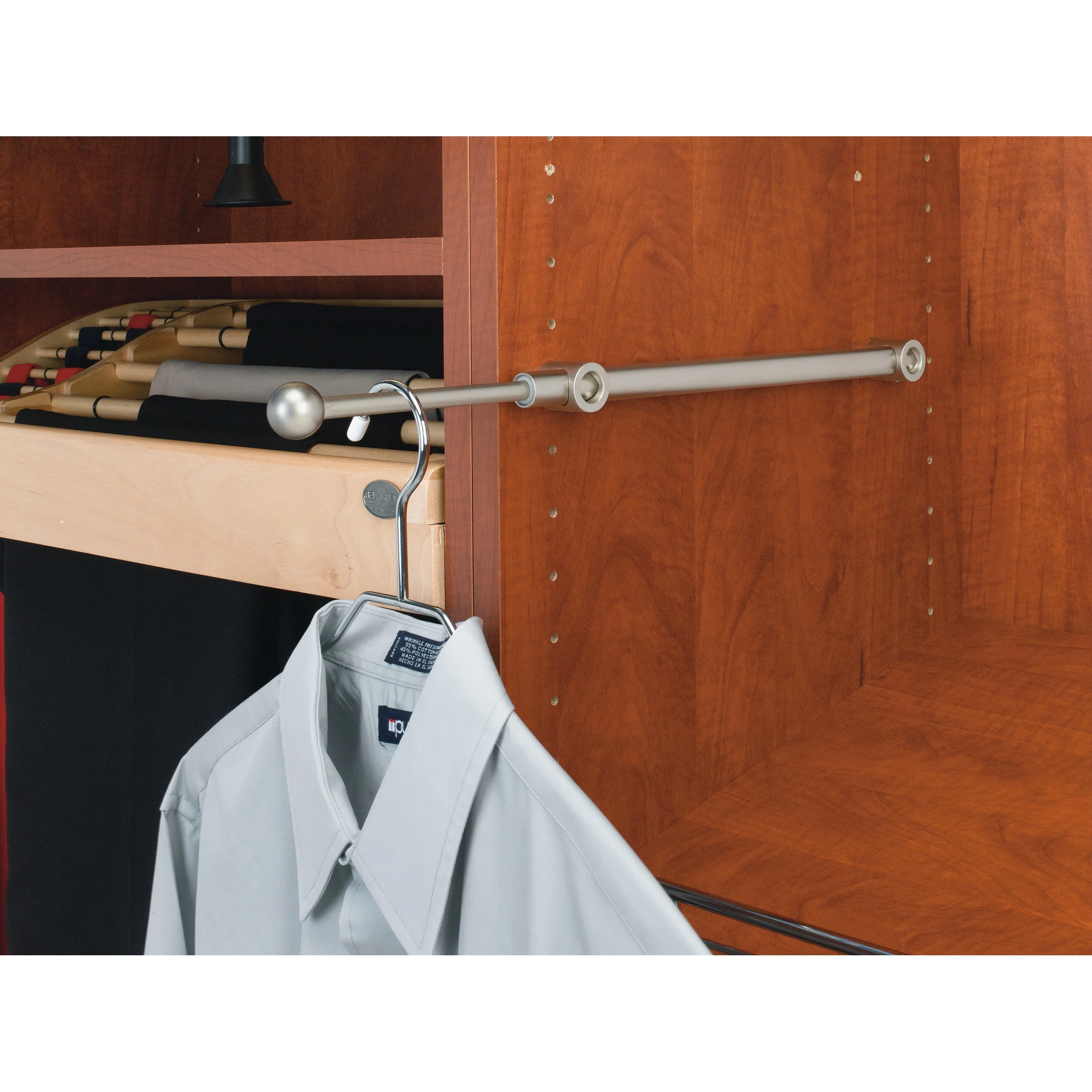 12 in Satin Nickel Designer Valet Rod Satin Nickel  1.25 in (32 mm) W x 11.88 in (302 mm) D x 1.13 in (29 mm) H - Image 2