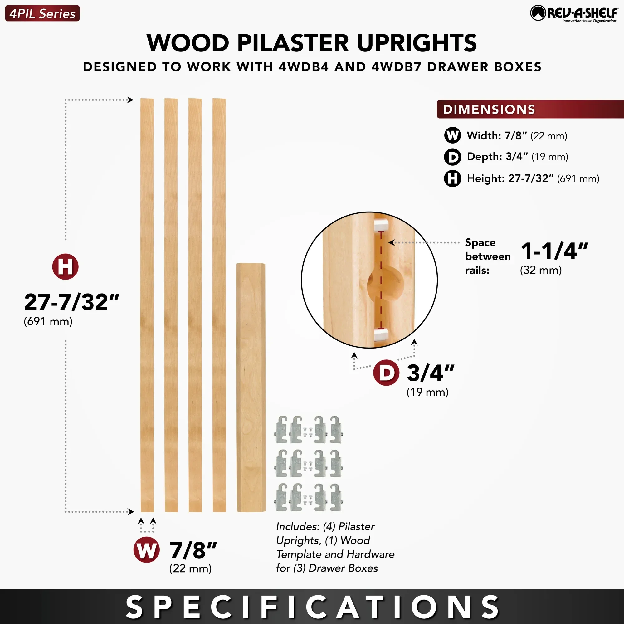 Drawer 4PIL Wood Pilaster System - Image 8