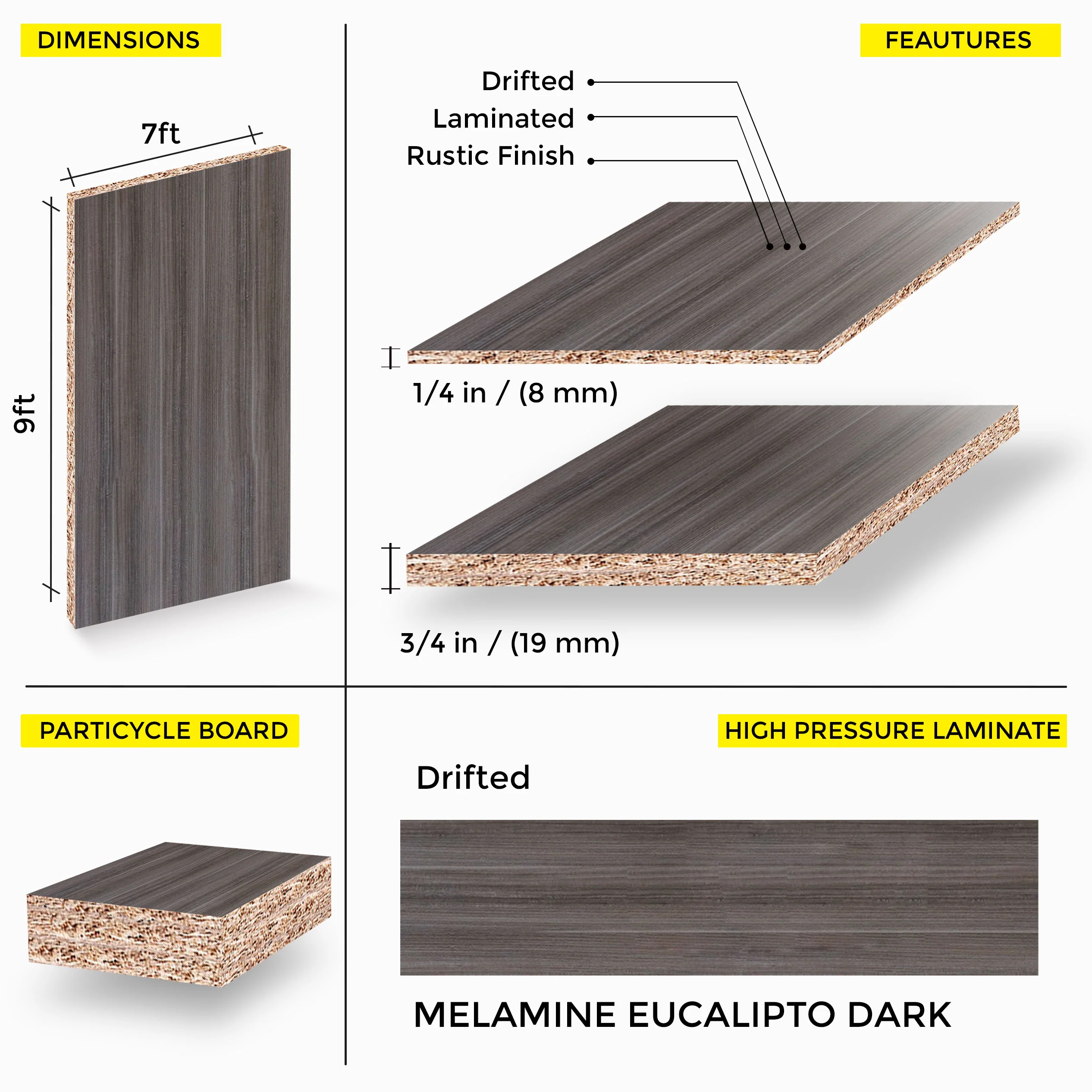 Eucalipto Dark Melamine 7 Ft X 9 Ft - Image 2