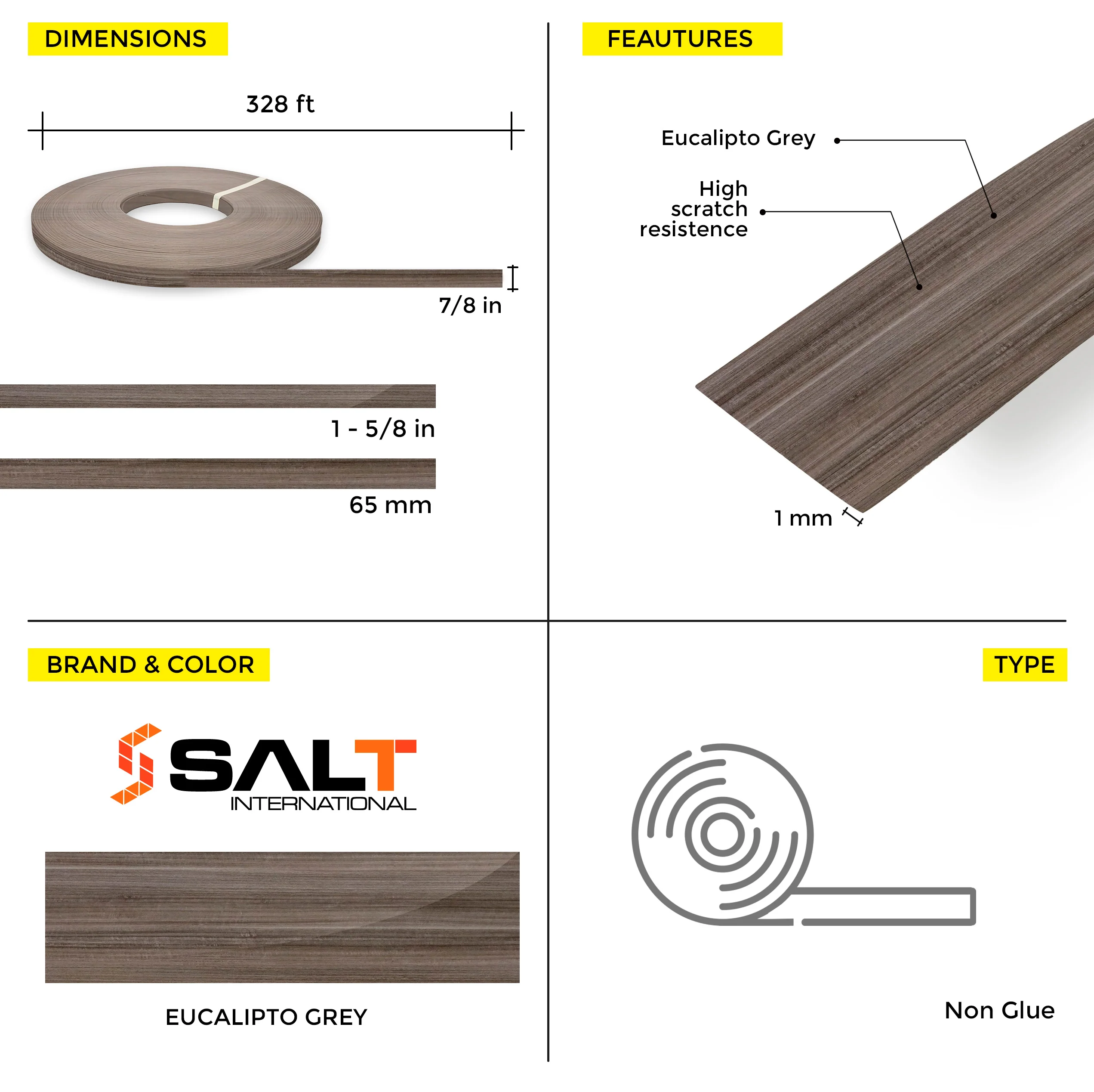 Eucalipto Gray PVC Edge Banding (328 ft x 1 mm) - Image 11