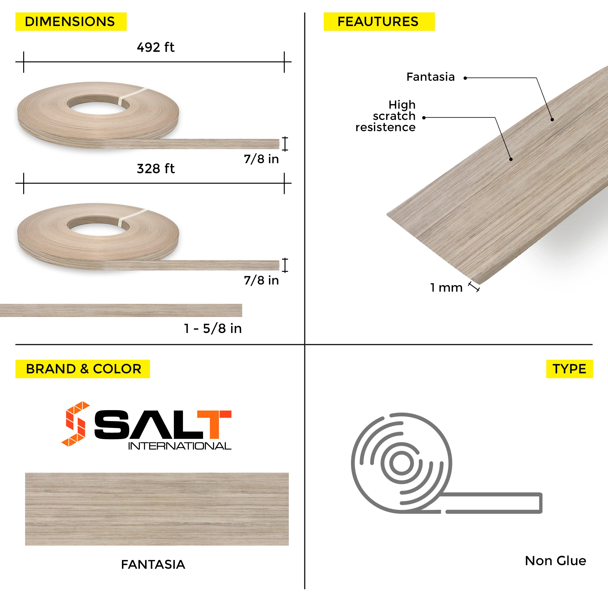 Fantasia PVC Edge Banding (328 ft x 1 mm) - Image 15
