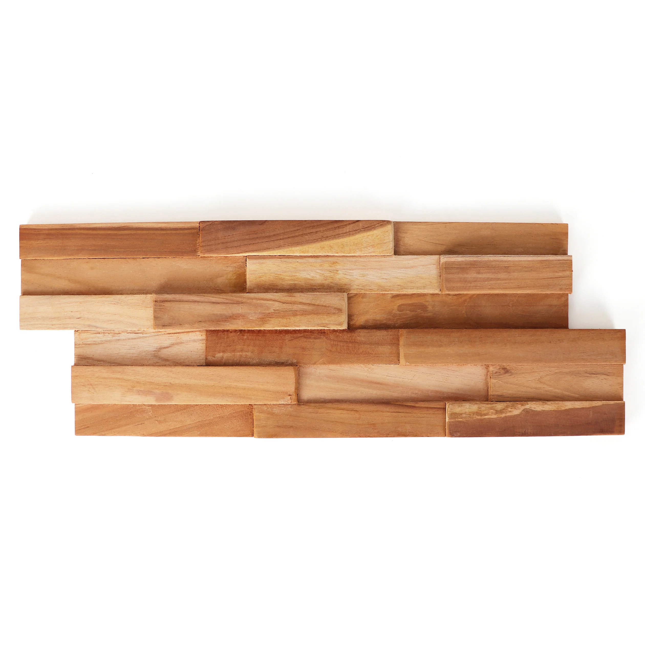 Native 3D Teak Wood Wall Panels - 12 Pack - 12x4x0.25 - Teak | Federal Brace