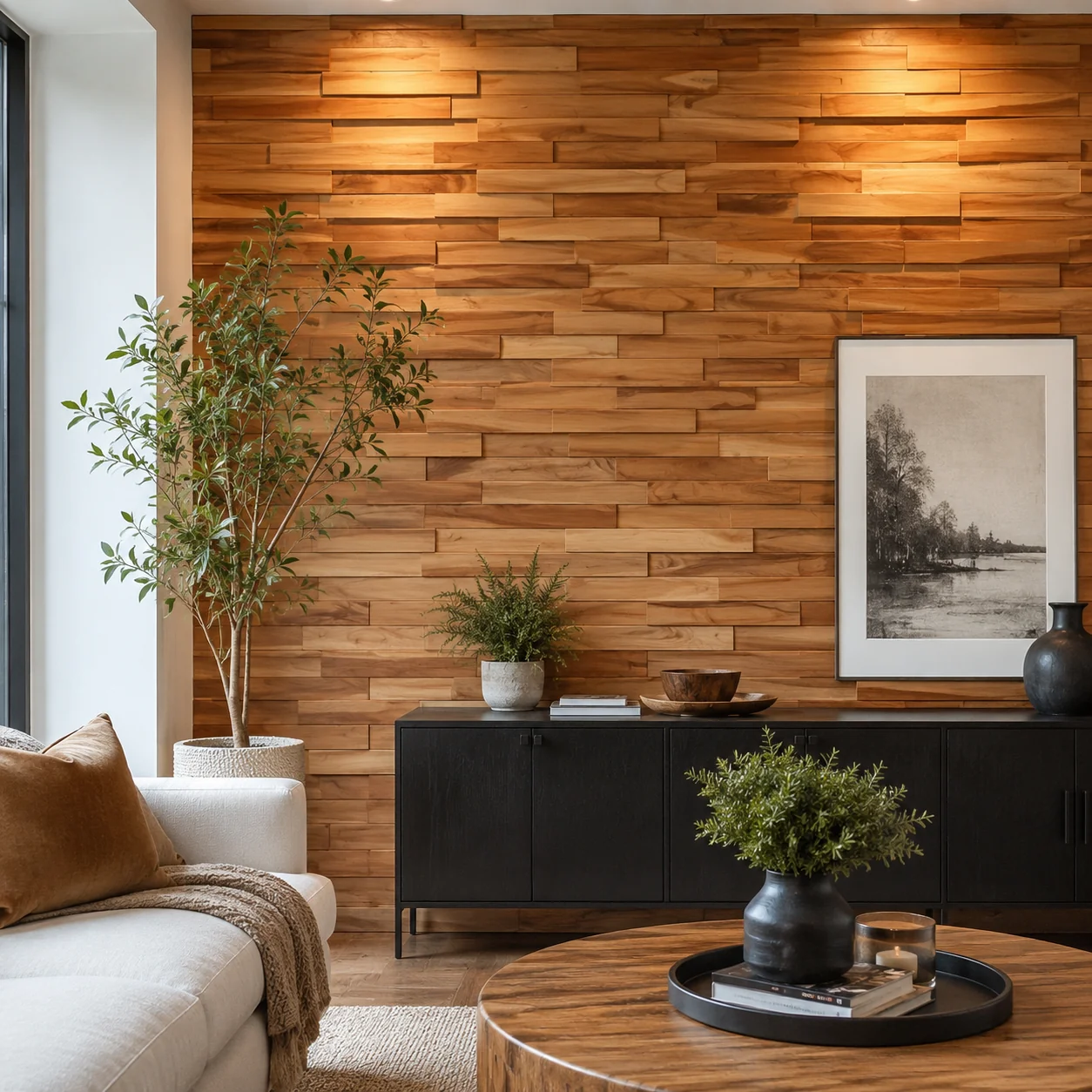 Native 3D Teak Wood Wall Panels - 12 Pack - 12x4x0.25 - Teak | Federal Brace - Image 2