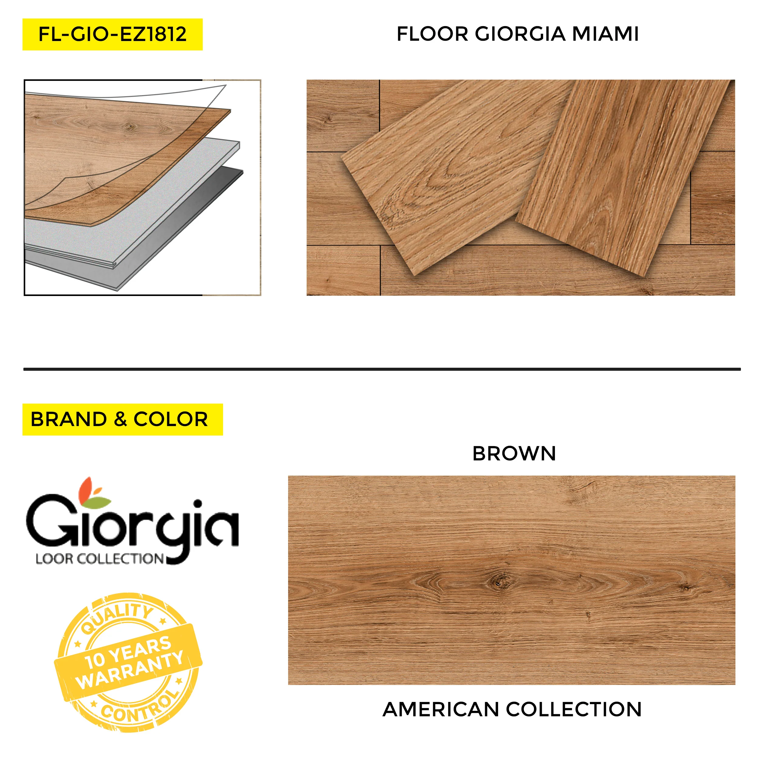 Vinyl Flooring Giorgia American Collection Miami, 7" x 48", 12 mil Wear Layer - Image 2