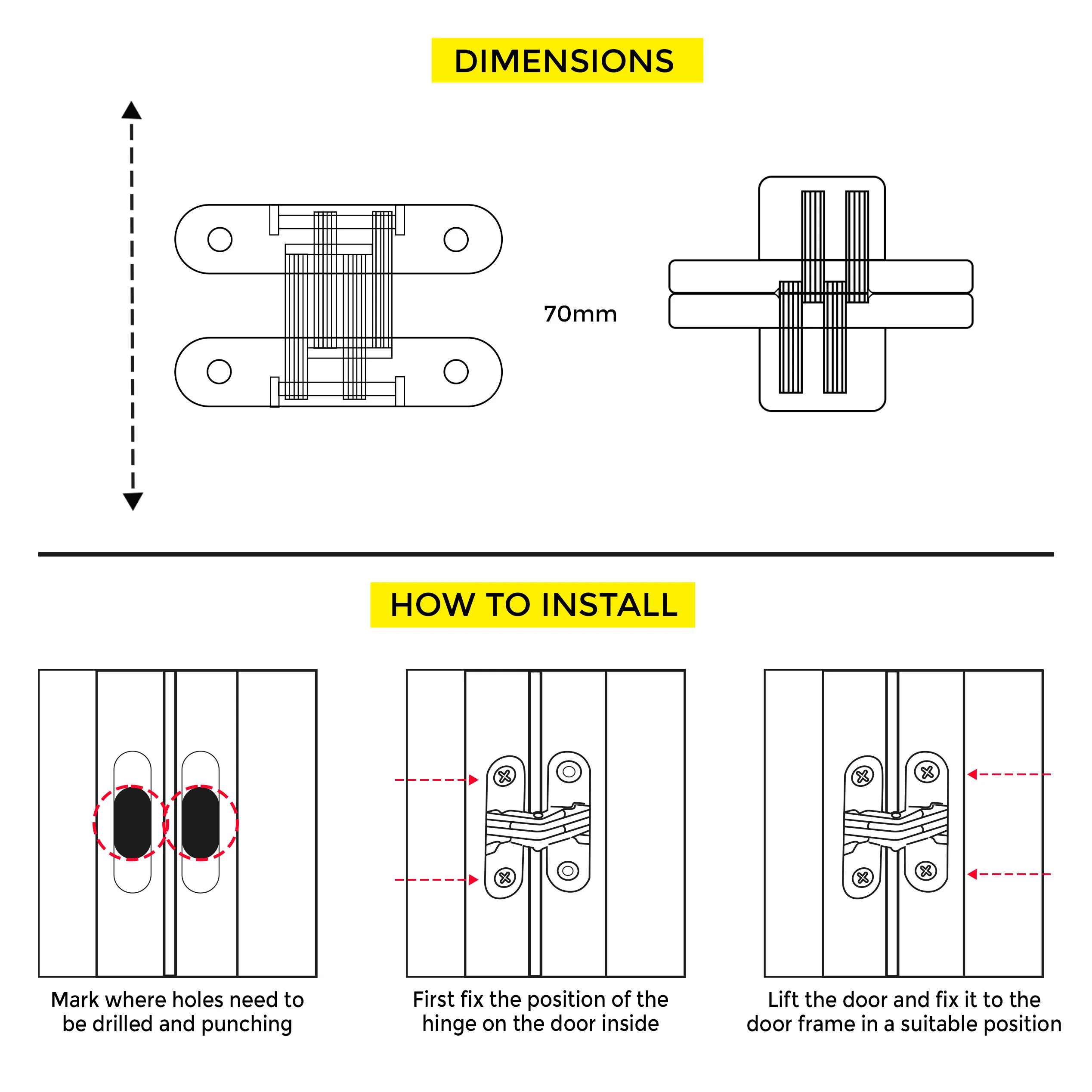 Invisible Hinge 70mm W/O Screw B-Nickel - Image 3
