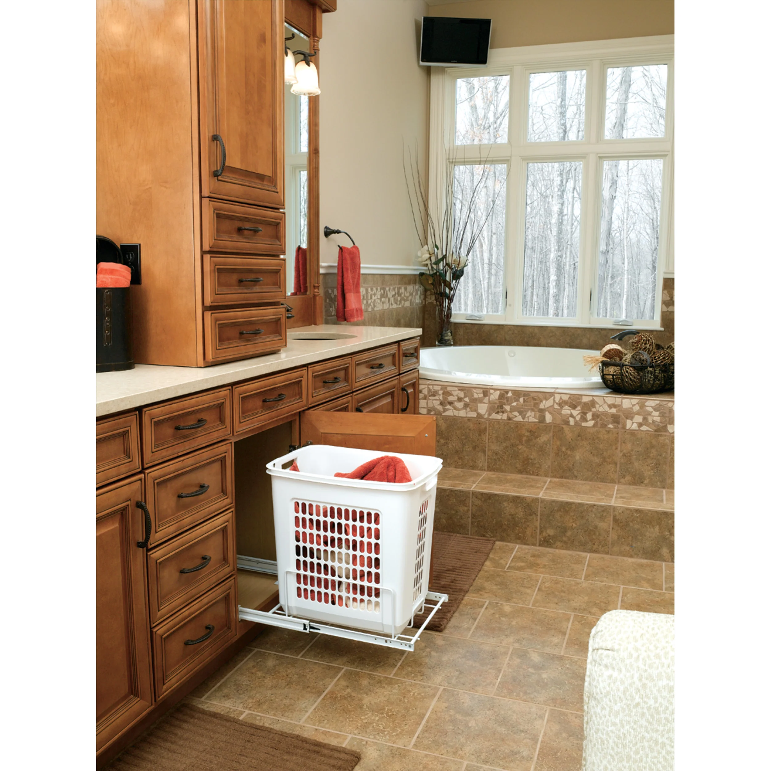 Pullout Hamper White 14.25 in (362 mm) W x 20 in (508 mm) D x 19.38 in (492 mm) H