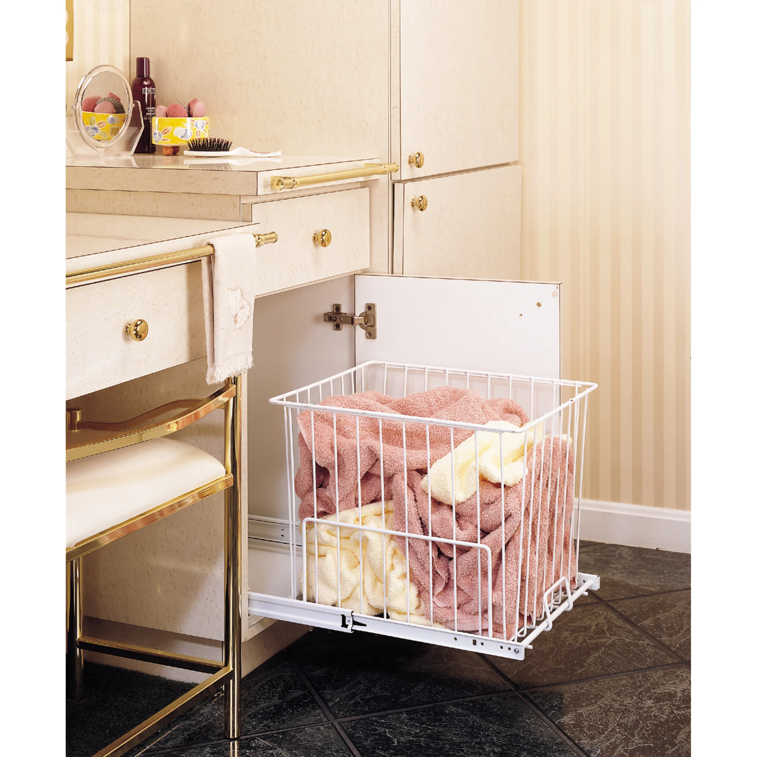 Pullout Wire Hamper White  14.75 in (375 mm) W x 18 in (457 mm) D x 14.75 in (375 mm) H - Image 3