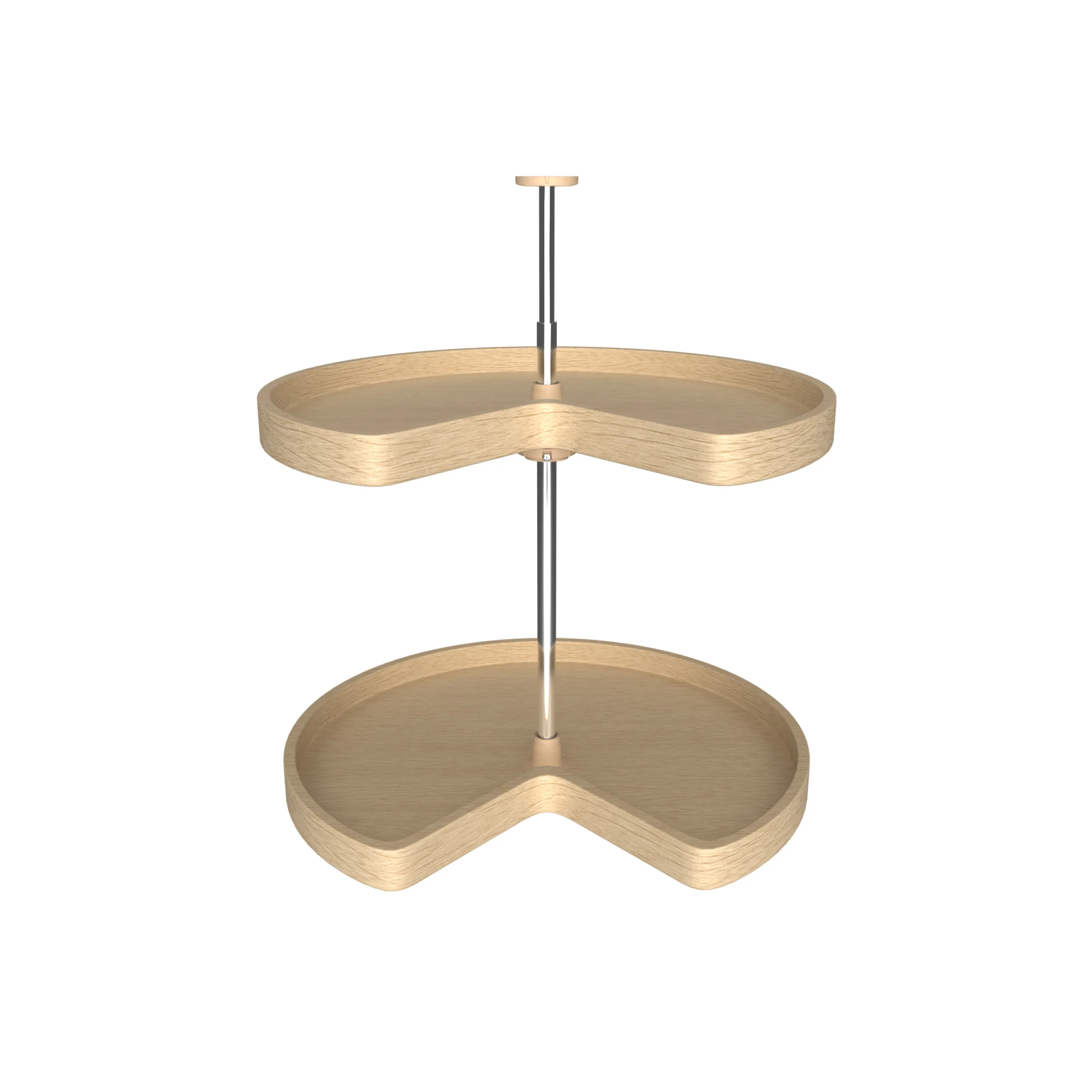 24 in Banded Wood Kidney Lazy Susans 2-Shelf Natural 24 in (610 mm) W x 24 in (610 mm) D x 26 in (660 mm) H - Image 6