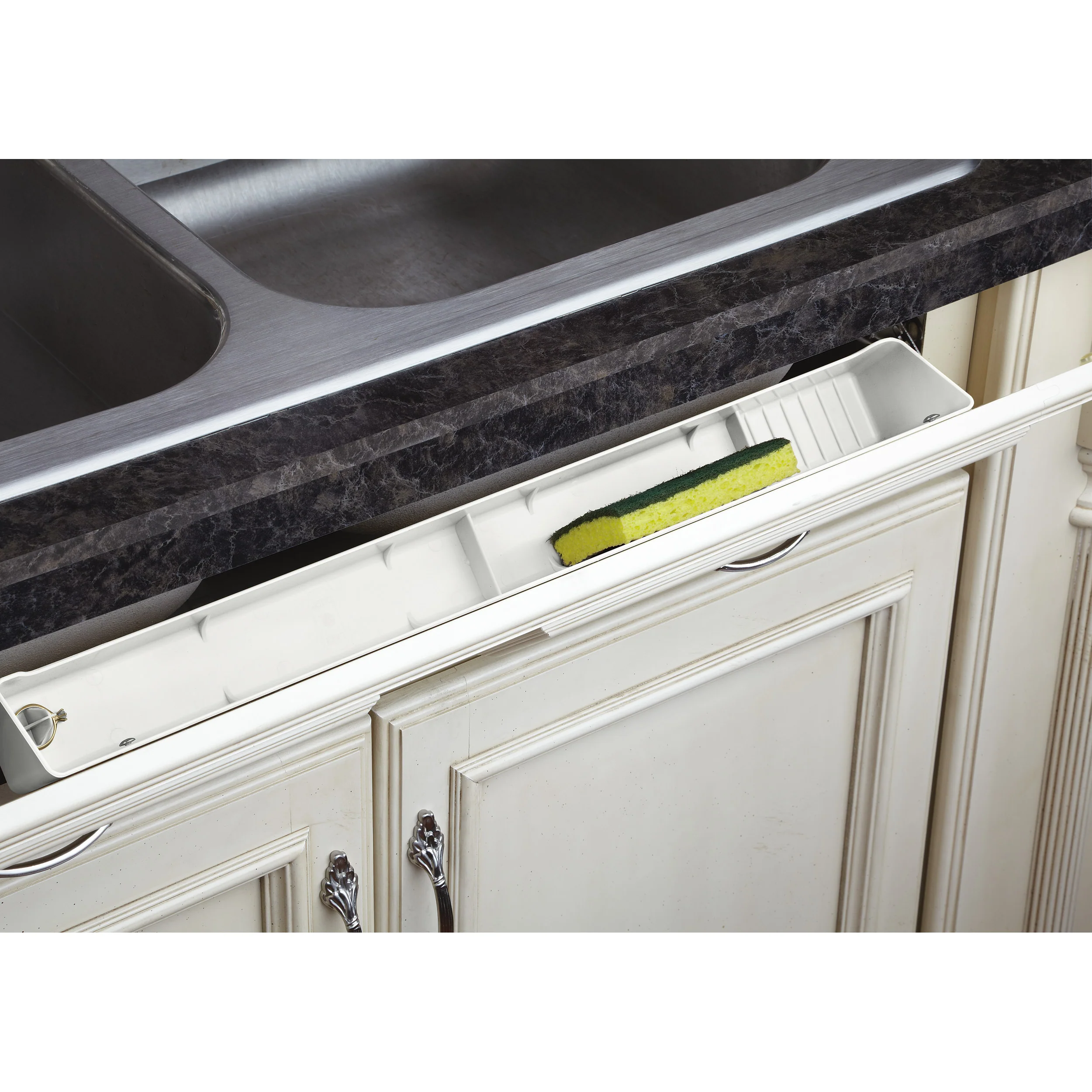 24 in White Polymer Lazy Daisy Tip-Out Tray White  24 in (610 mm) W x 2.13 in (54 mm) D x 3.81 in (97 mm) H - Image 2