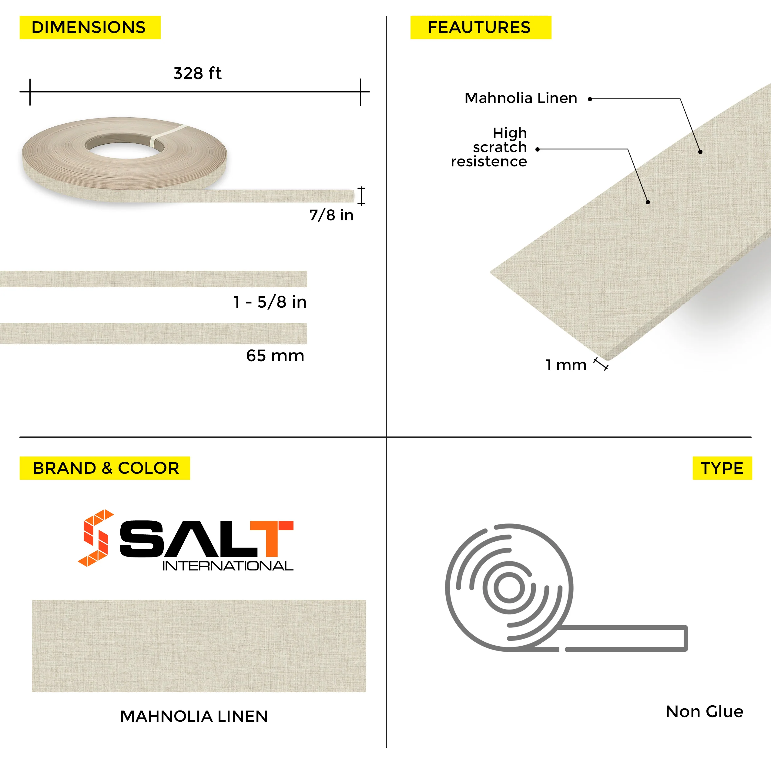 Mahnolia Linen PVC Edge Banding (328 ft x 1 mm) - Image 2