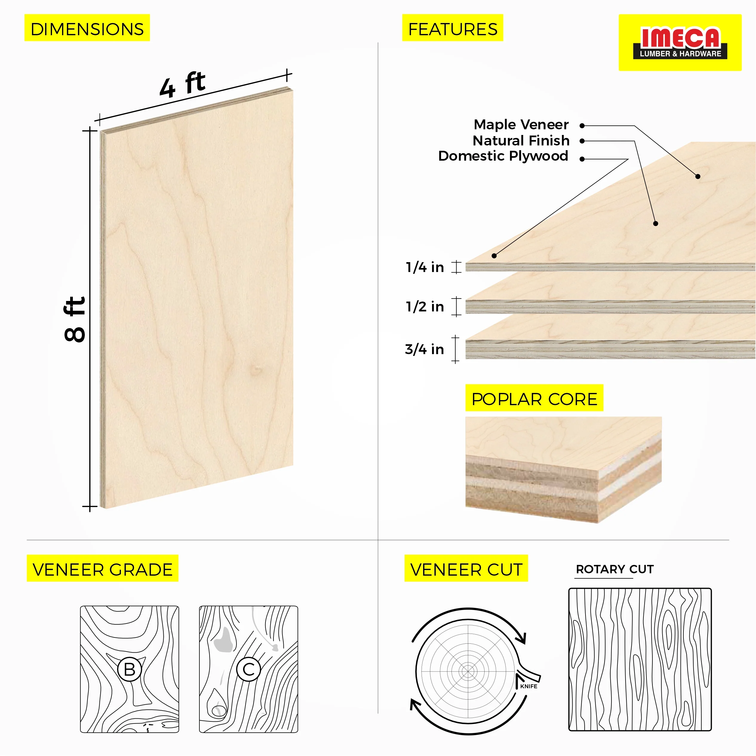 Maple Plywood, Rotary Cut Veneer 4 ft x 8 ft - Image 51