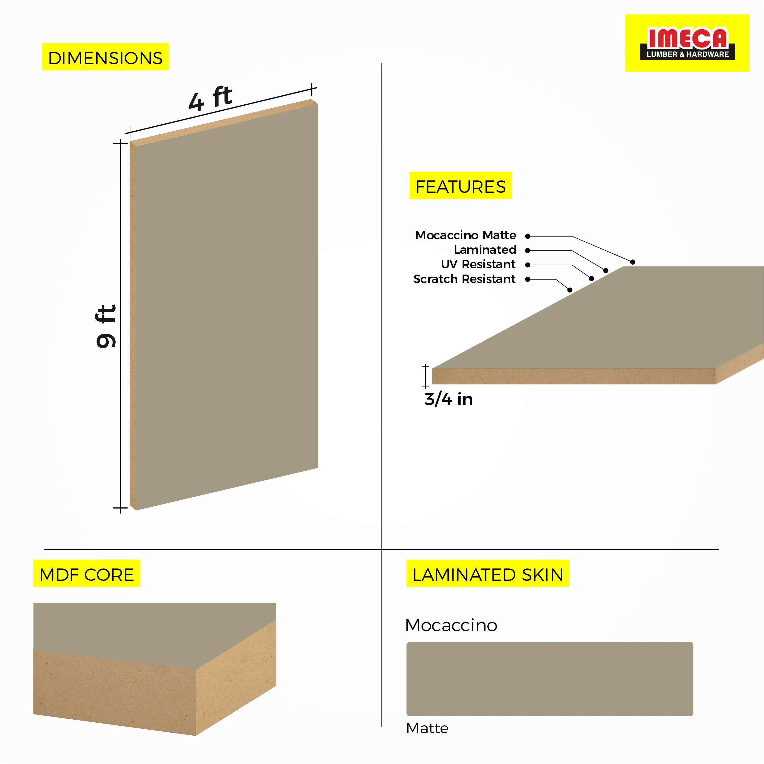 MDF MOCACCINO MATTE 3/4 4X9   AGT 3020 - Image 5