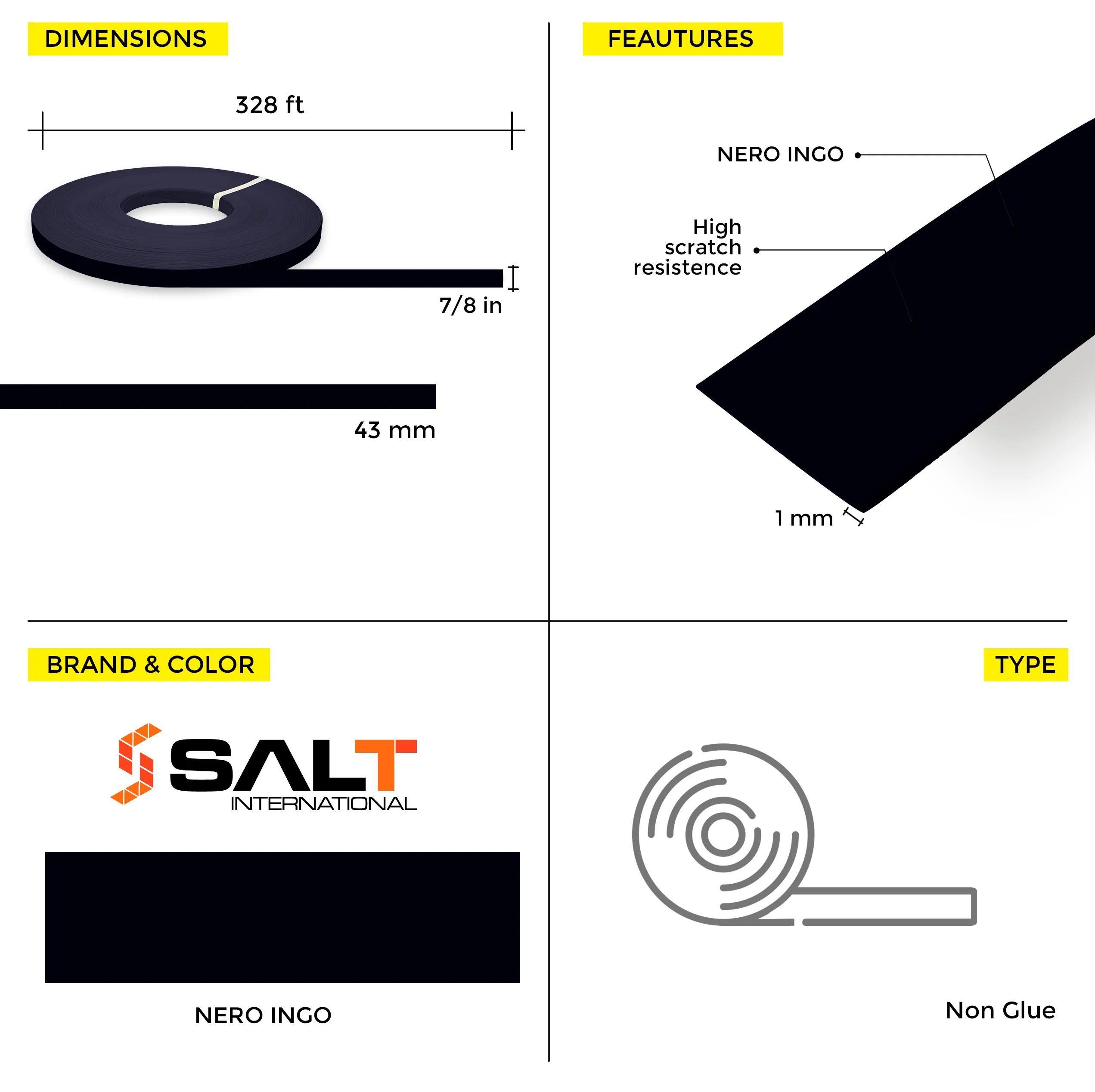Nero Igno PVC Edge Banding (328 ft x 1 mm) - Image 2