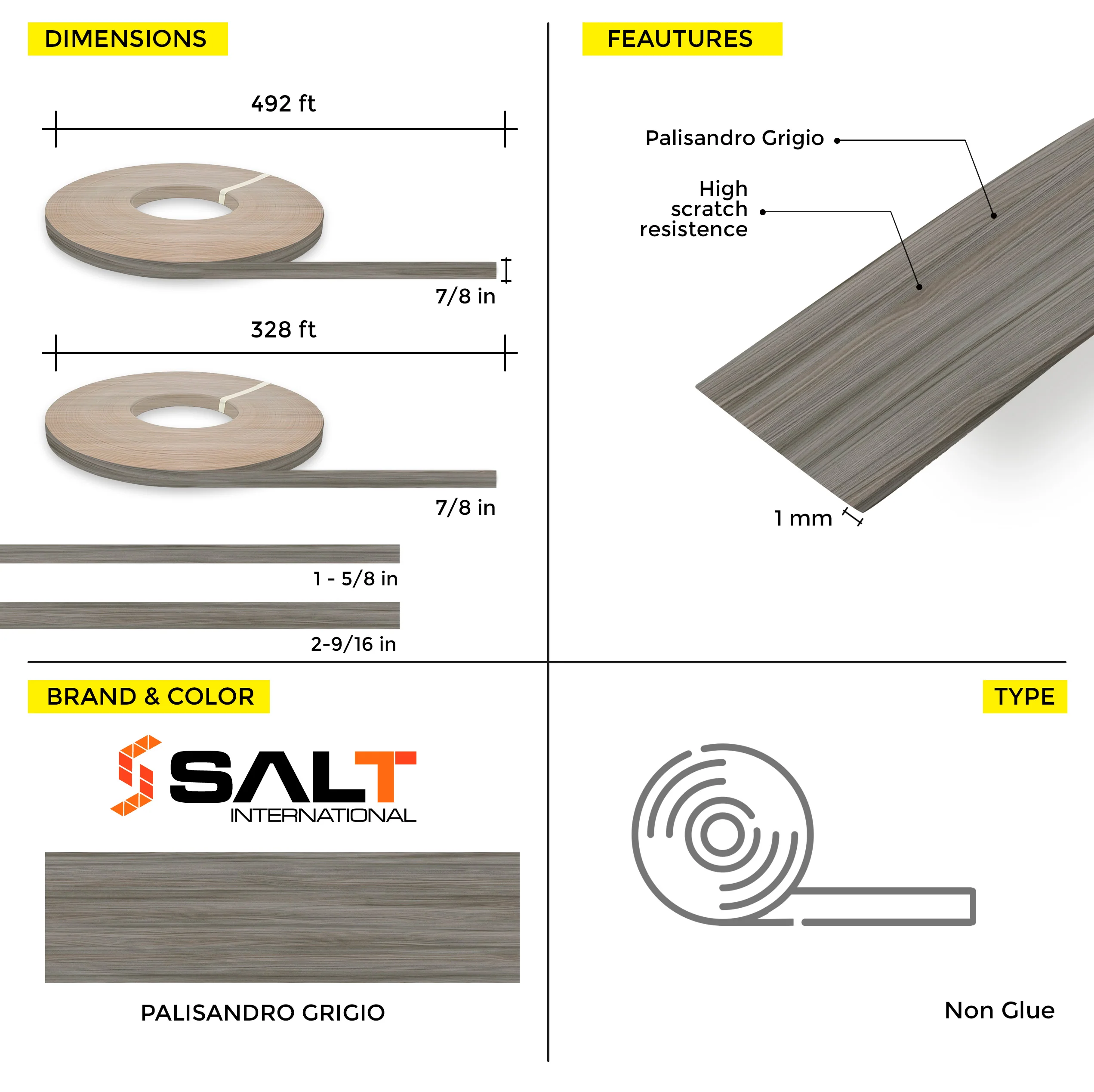 Palissandro Grigio PVC Edge Banding (328 ft x 1 mm) - Image 10