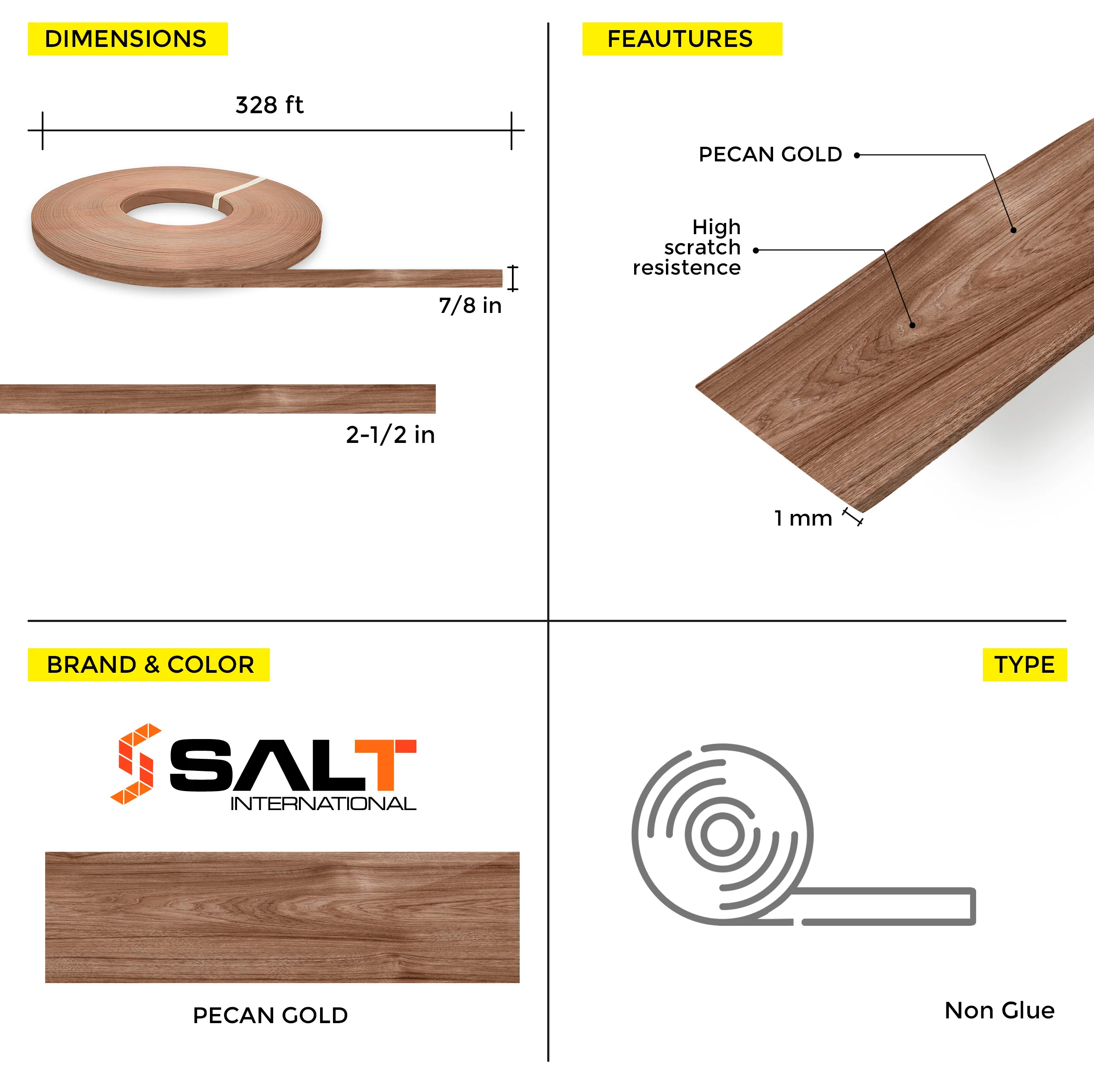 Pecan Gold PVC Edge Banding (328 ft x 1 mm) - Image 24