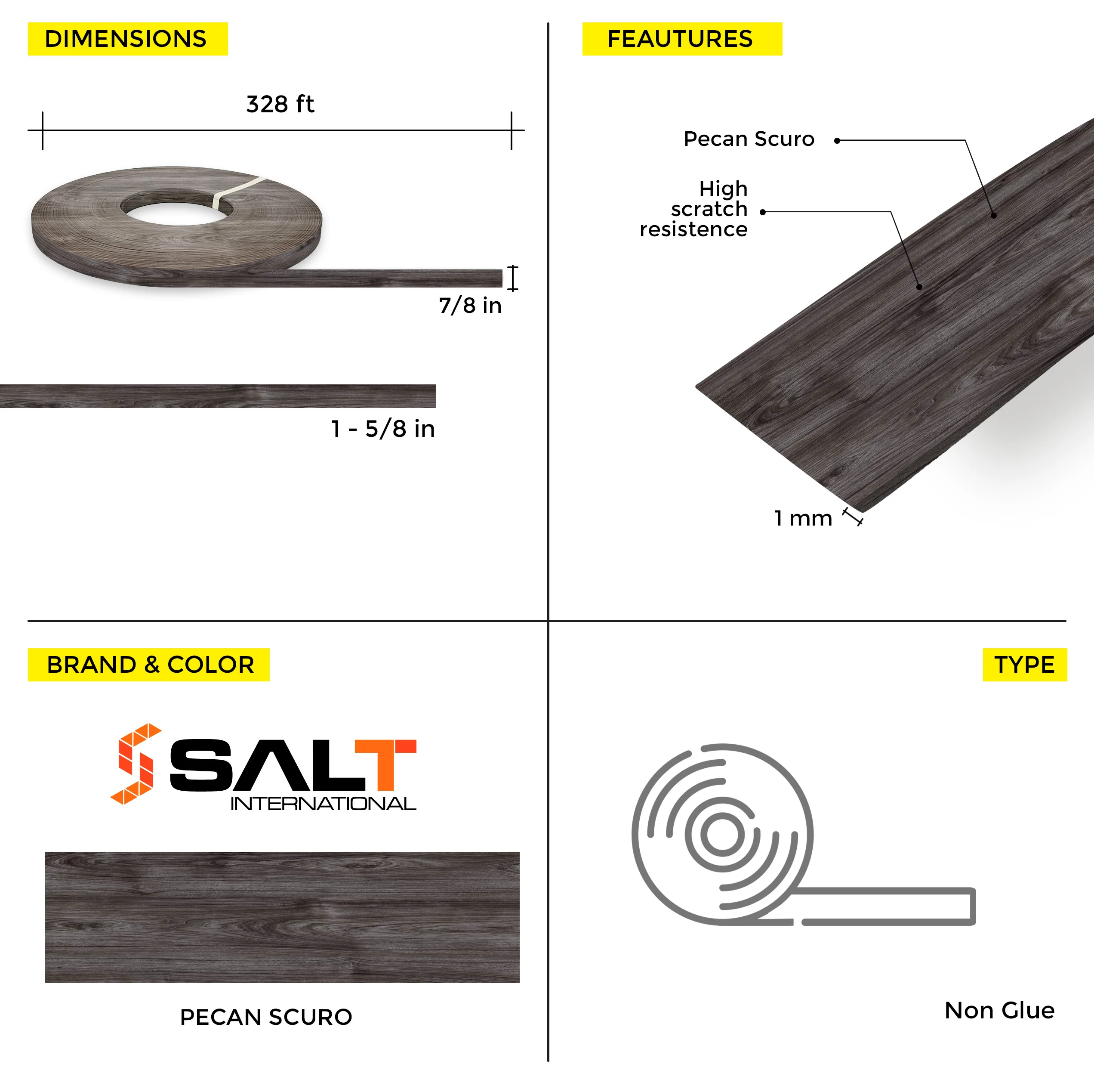 Pecan Oscuro PVC Edge Banding (328 ft x 1 mm) - Image 7