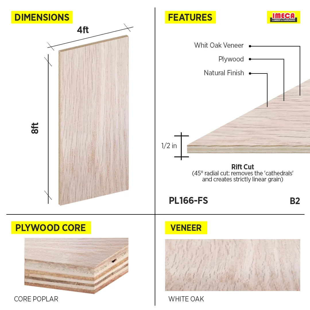 PLYWOOD RIFT WHITE OAK VC 1/2 B-2 48.5"X96.5" - Image 2