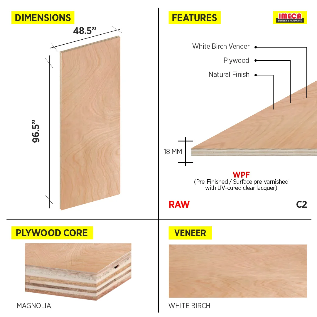 PLYWOOD BIRCH VIETNAM MAGNOLIA CORE 18MM UV2 48.5X96.5 C2 - Image 2