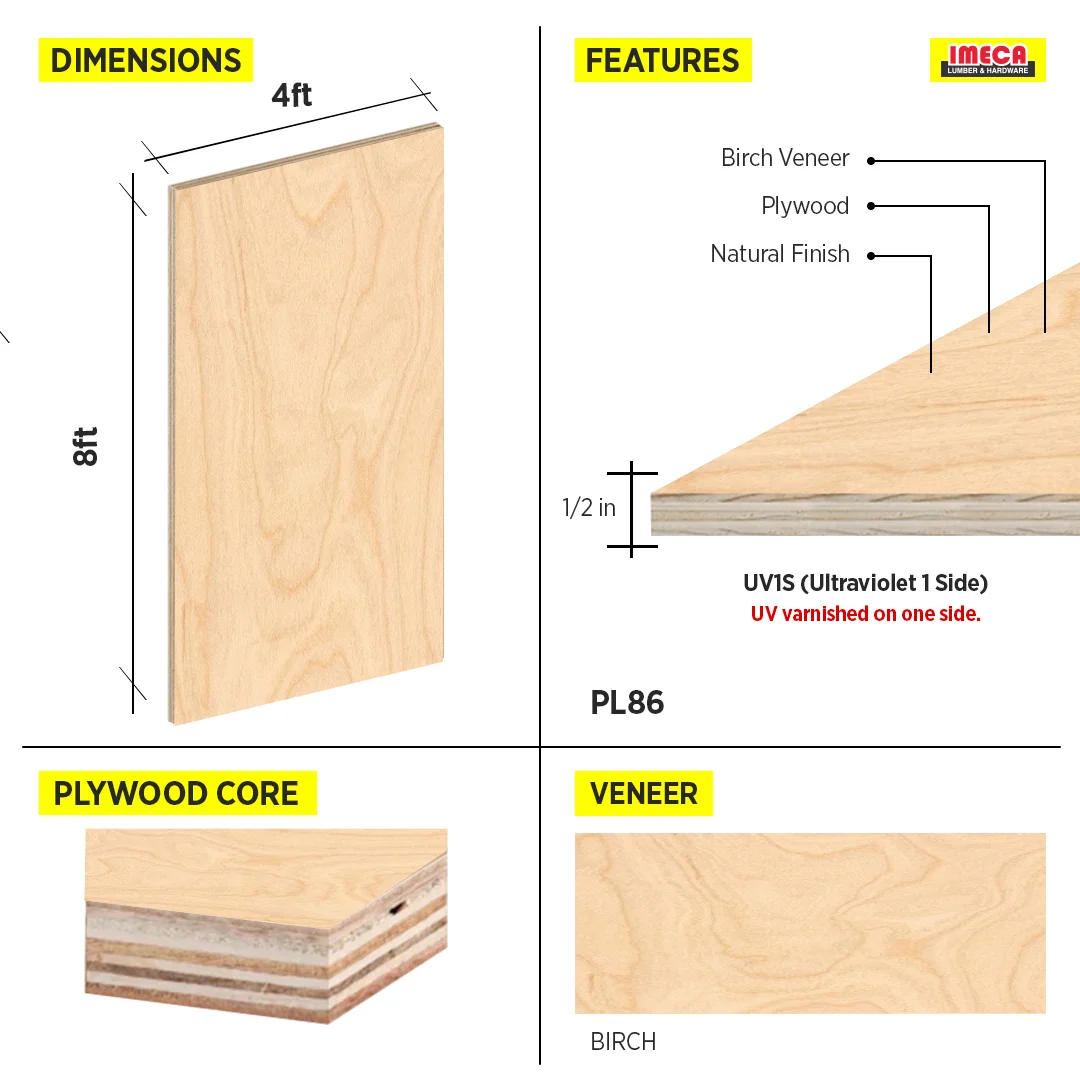 PLYWOOD BIRCH UV1S 1/2 4X8 - Image 2
