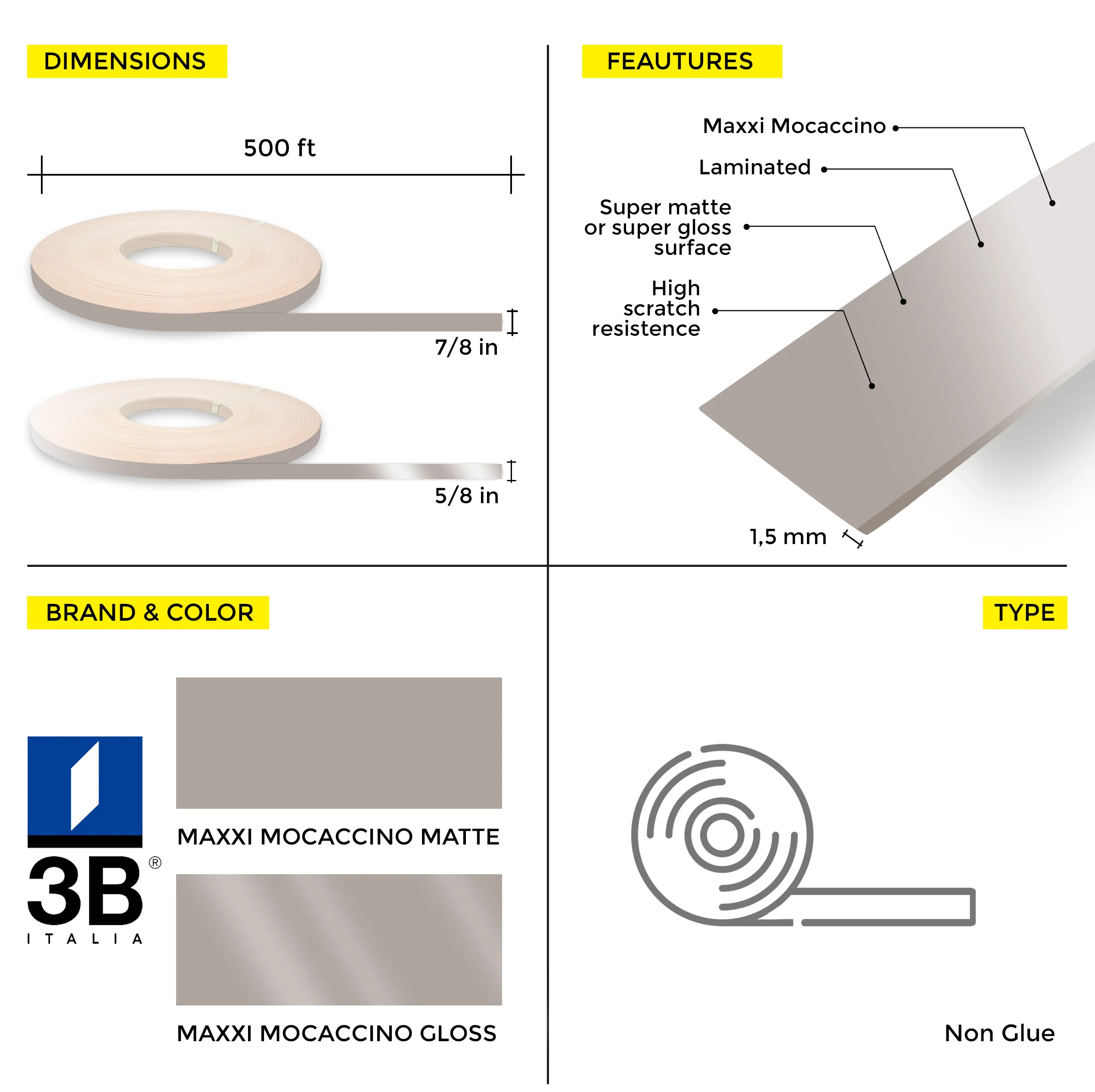 Maxxi® Mocaccino PVC Edge Banding (7/8 in x 500 ft x 1.5 mm) - Image 14