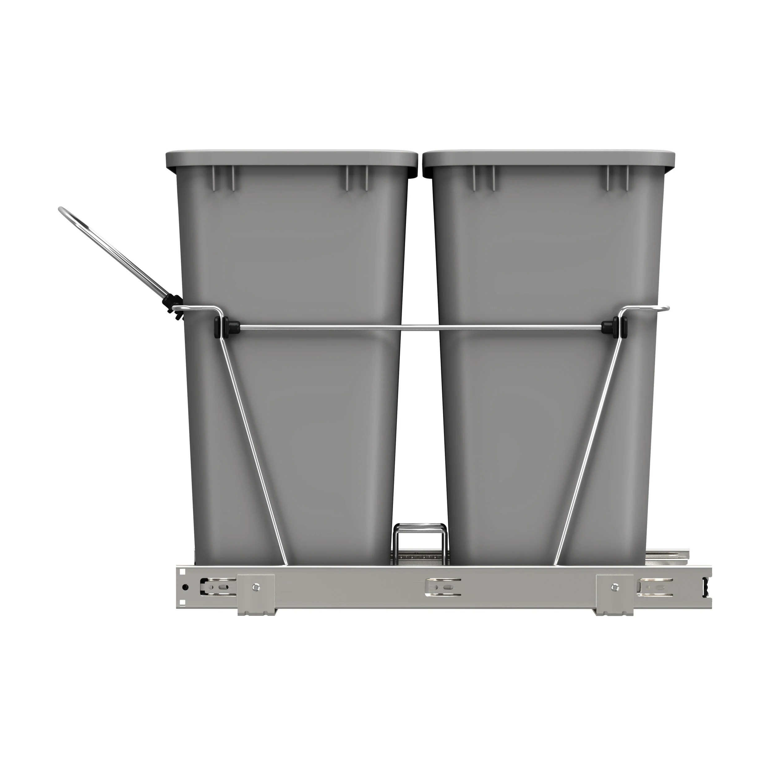 Double 35 Qrt Pull-Out Waste Containers Metallic Silver  14.38 in (365 mm) W x 22 in (559 mm) D x 19.25 in (489 mm) H - Image 9