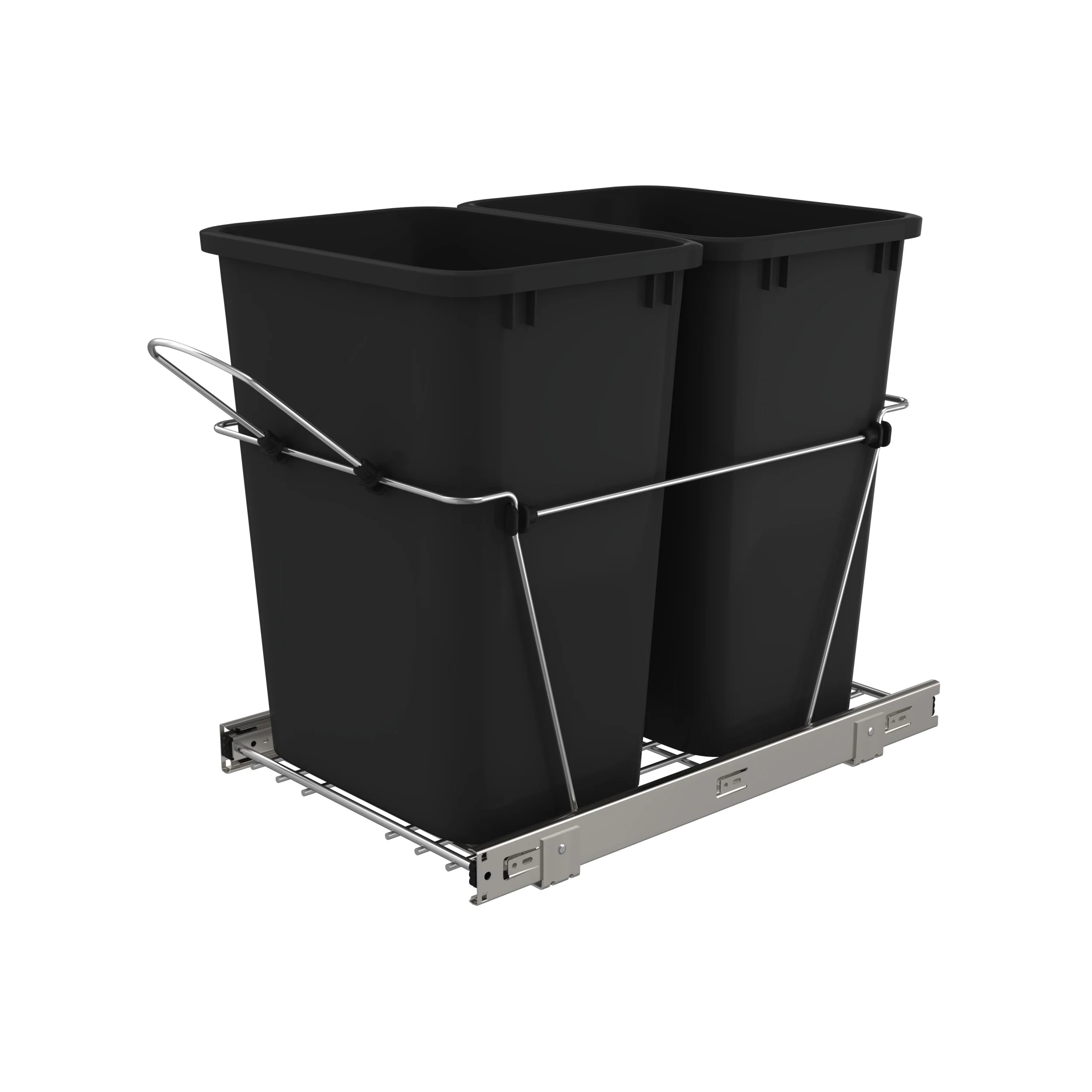 Double 35 Qrt Pull-Out Waste Containers Black  14.38 in (365 mm) W x 22 in (559 mm) D x 19.25 in (489 mm) H - Image 7