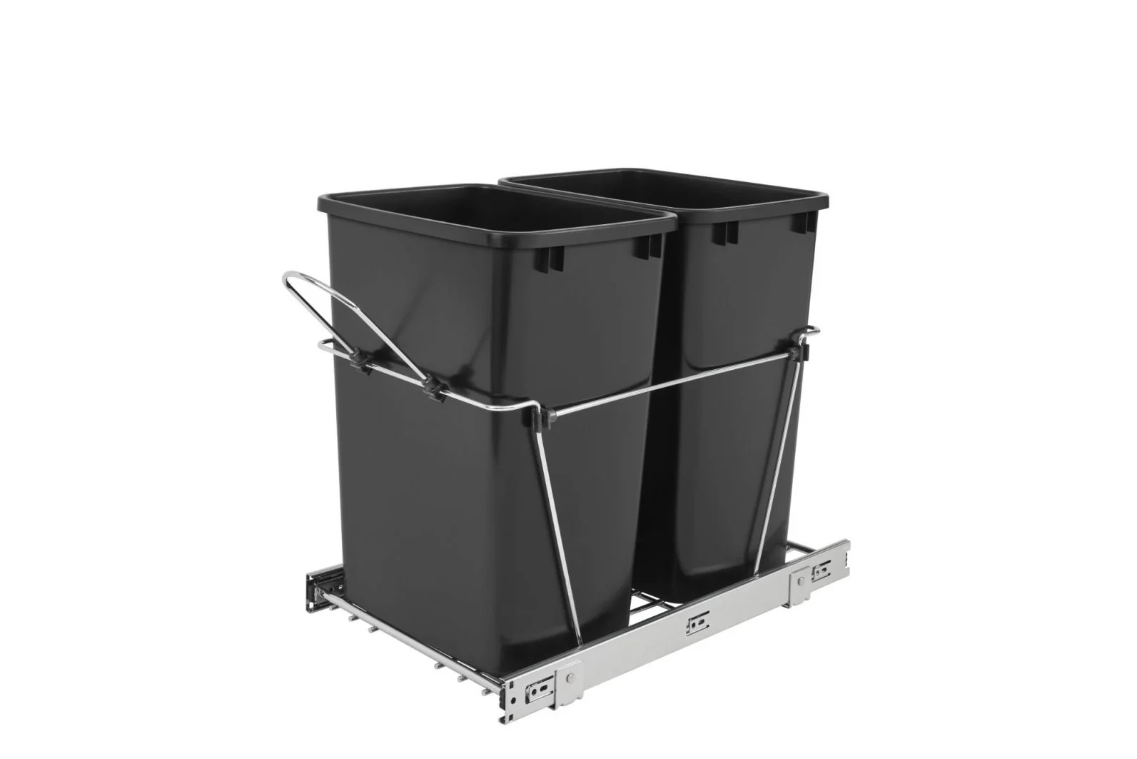 Double 35 Qrt Pull-Out Waste Containers Black  14.38 in (365 mm) W x 22 in (559 mm) D x 19.25 in (489 mm) H - Image 9