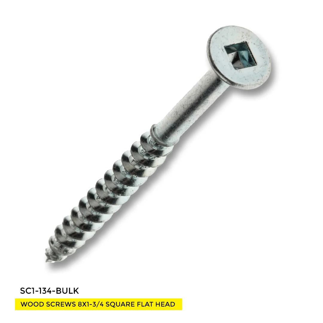 WOOD SCREWS IMEX SQUARE FLAT HEAD WITH NIBS #8 1-3/4" TYPE 17 COARSE ZINC 4.000 BULK
