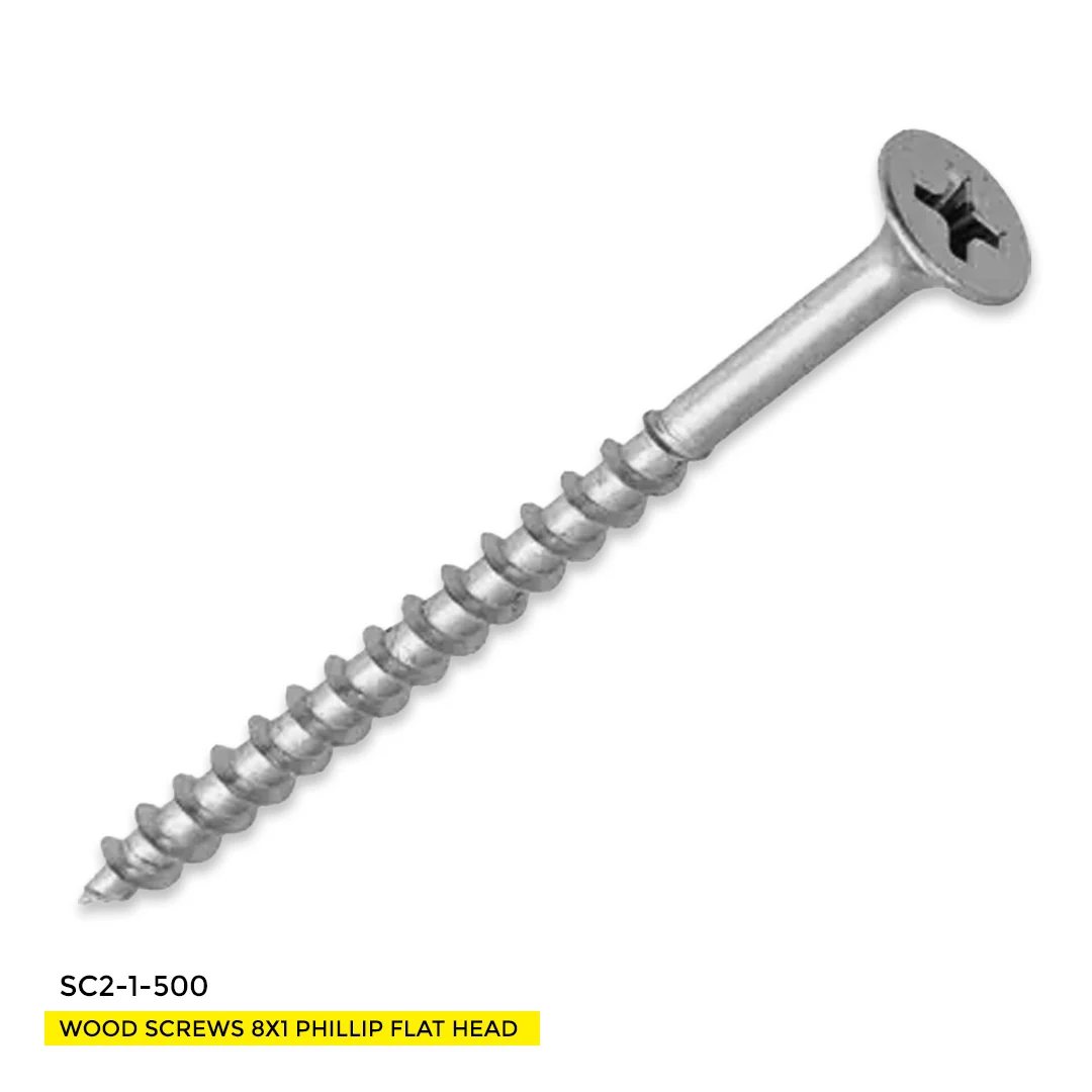 WOOD SCREWS IMEX PHILLIP FLAT HEAD WITH NIBS #8 1" TYPE 17 COARSE ZINC 500 BOX - Image 2