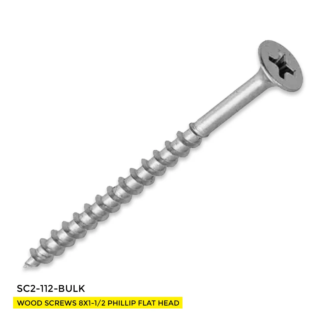 WOOD SCREWS IMEX PHILLIP FLAT HEAD WITH NIBS #8 1-1/2" TYPE 17 COARSE ZINC 5.000 BULK - Image 3